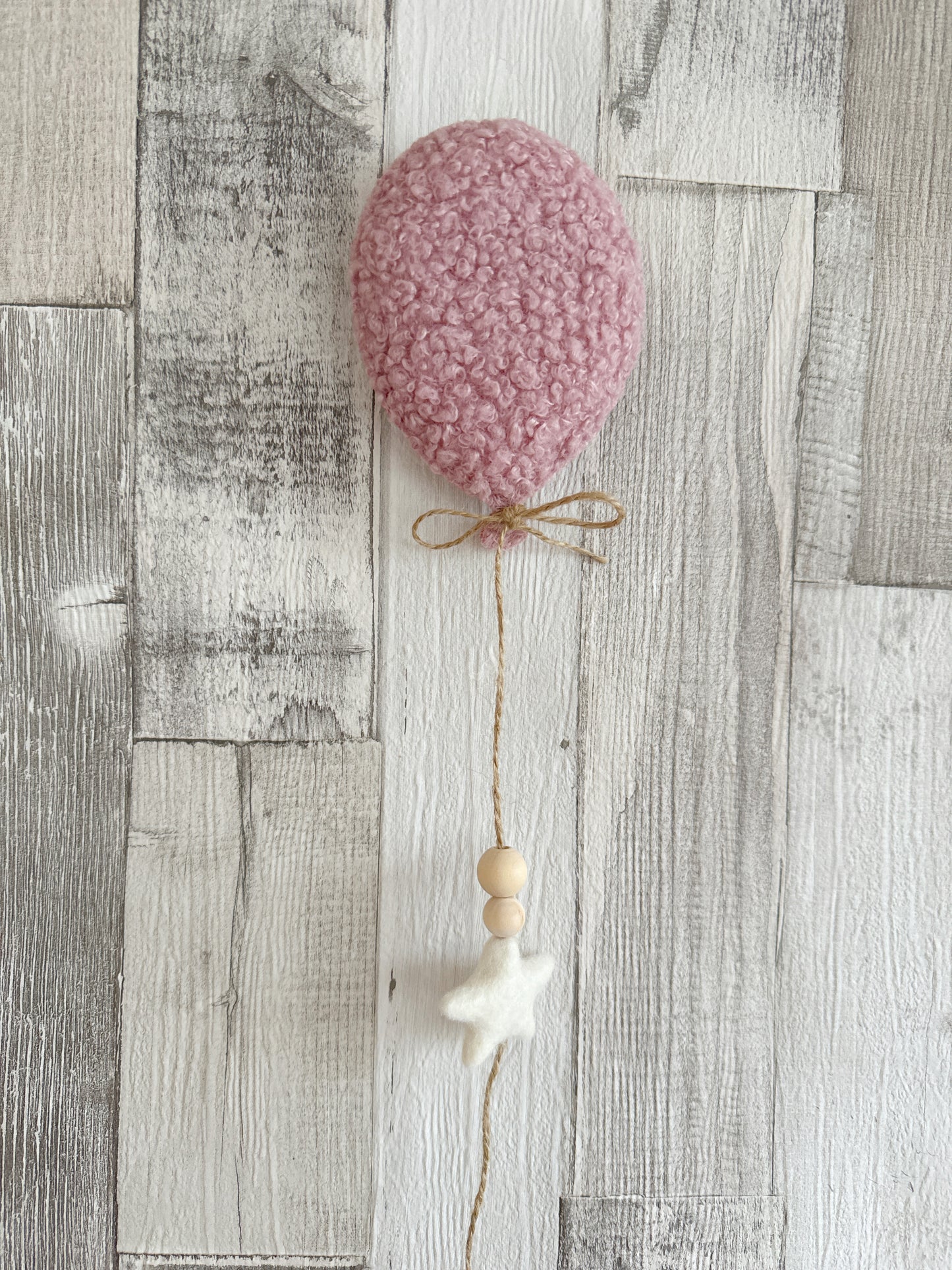 Mini Bunny Wall Display Set - Balloon & Bunny with Clouds - Ivory, Ecru & Dusty Rose Bouclé