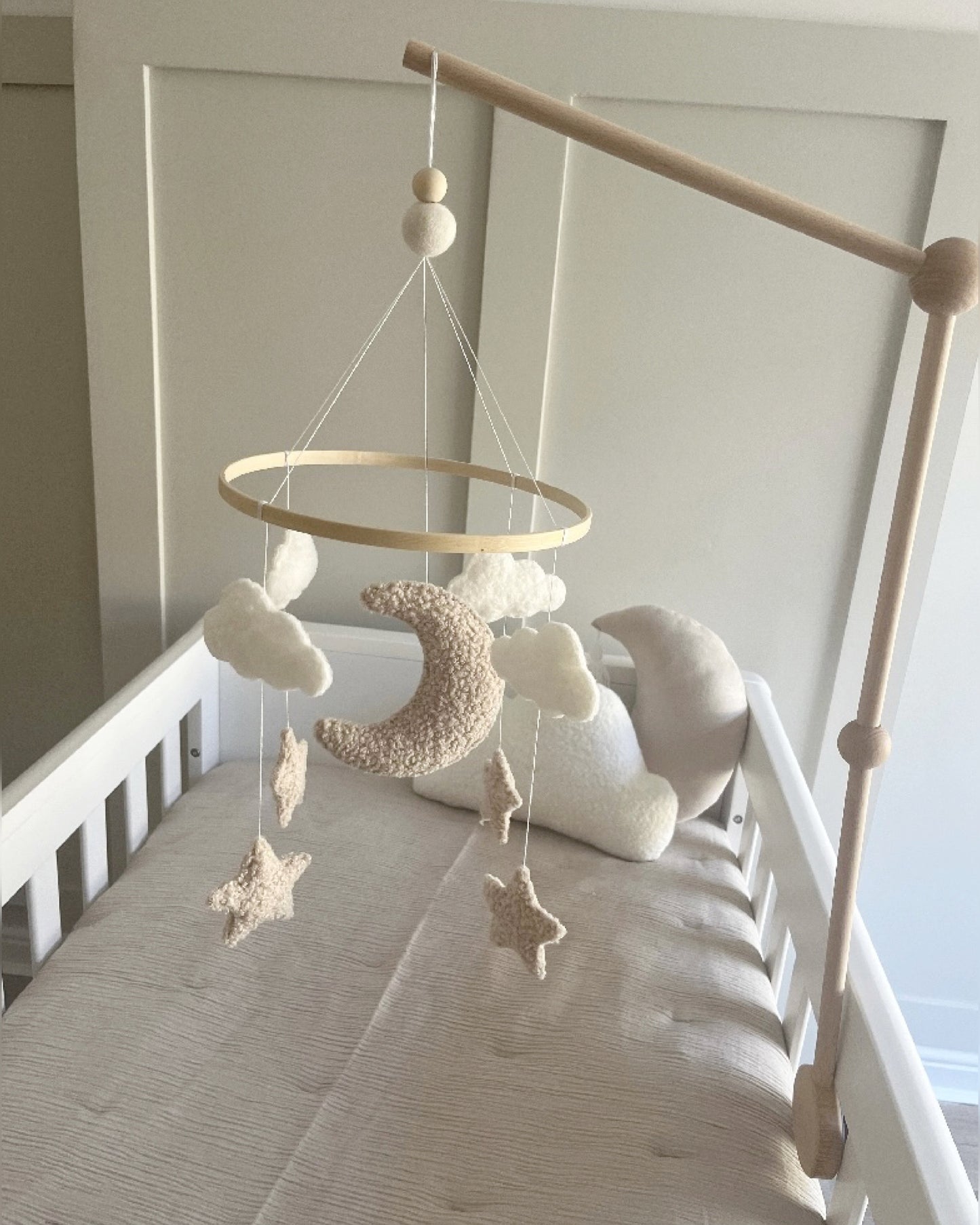 Moon, Clouds & Stars Bouclé Cot Mobile