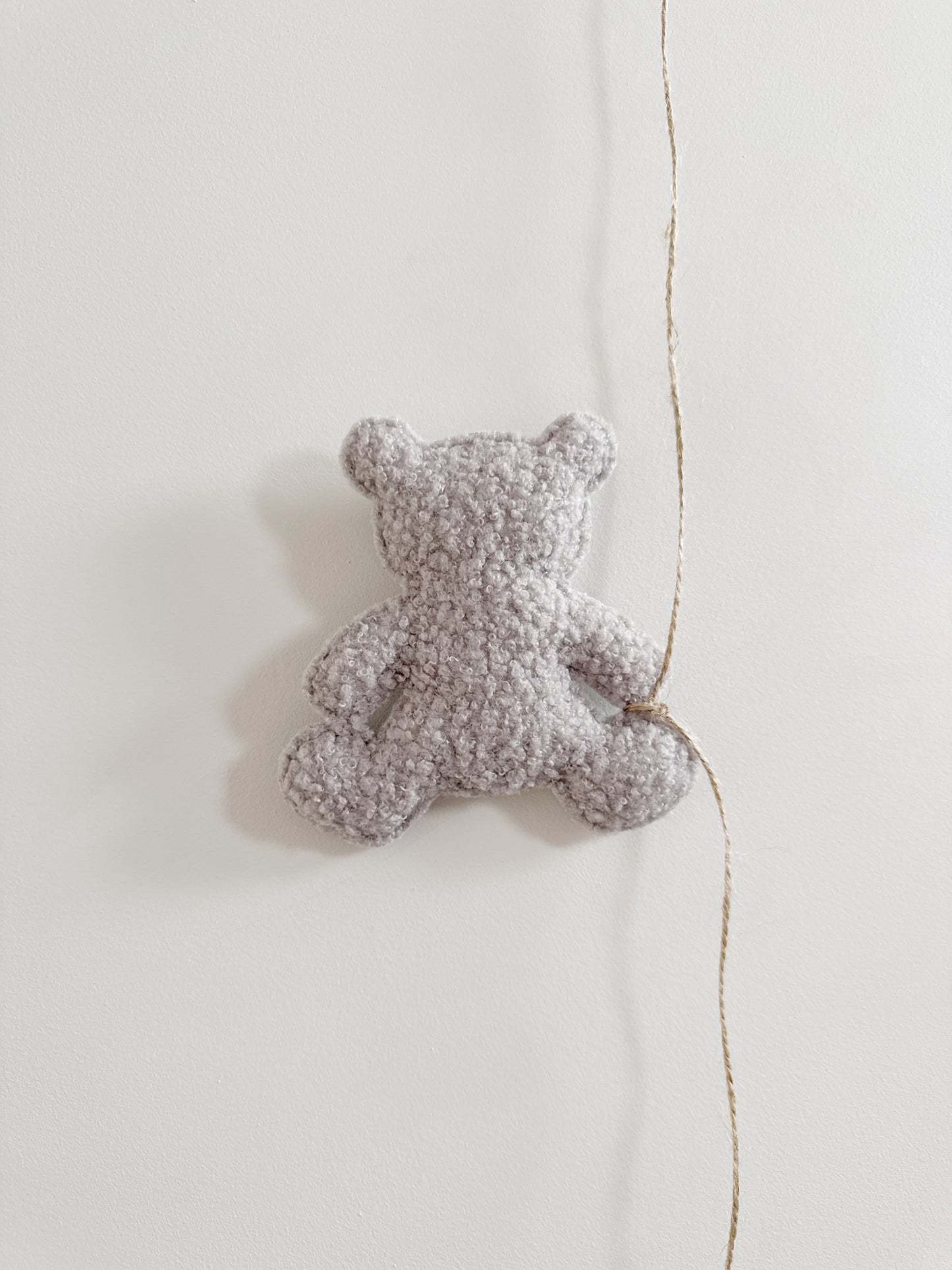 Mini Baby Bear Wall Display Set - Balloon & Teddy Bear with Clouds & Stars - White & Light Grey Bouclé