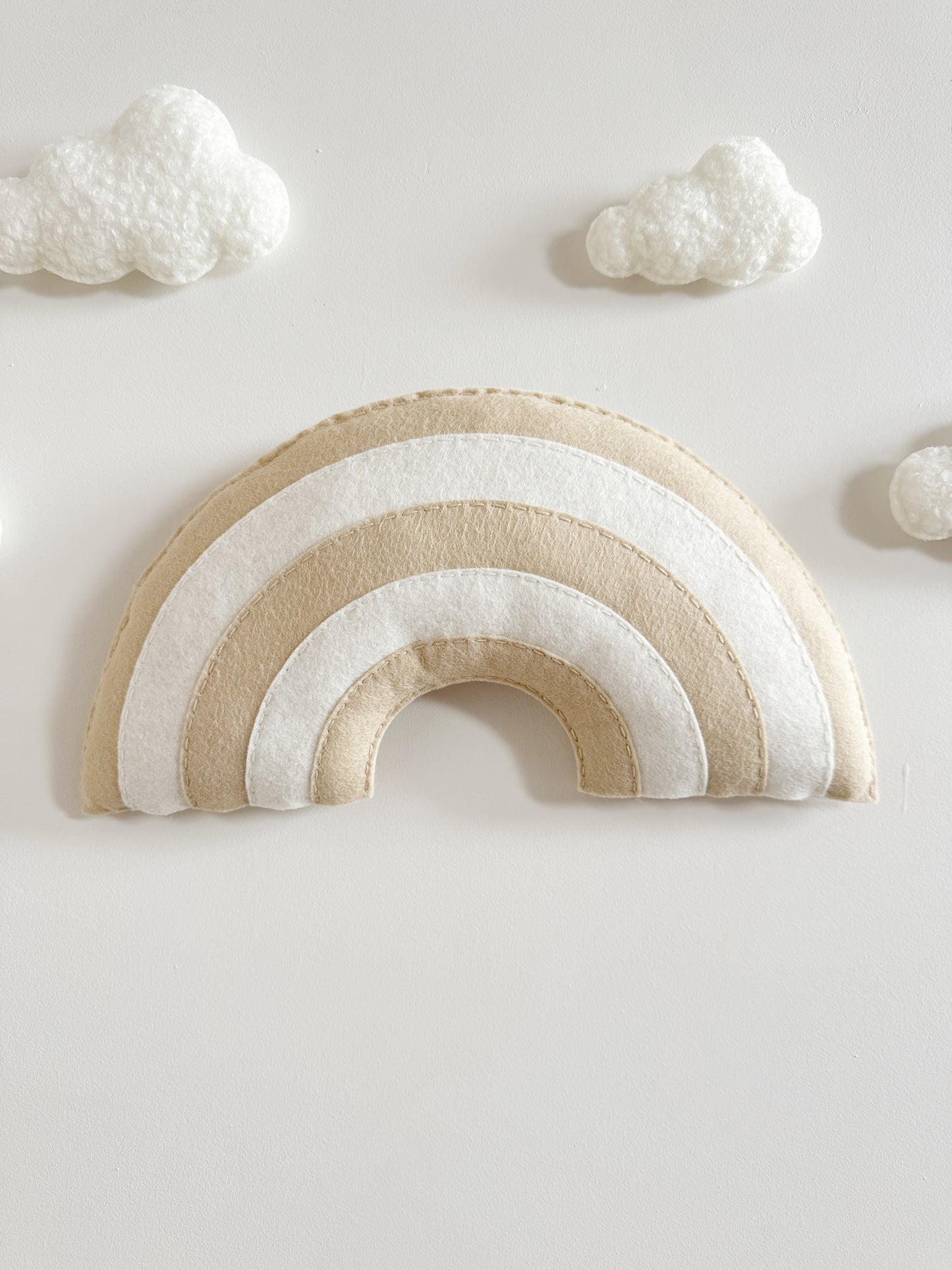 Large Individual Felt Layered Rainbow Wall Hanging Decoration - Cream & Beige Felt - READY TO POST