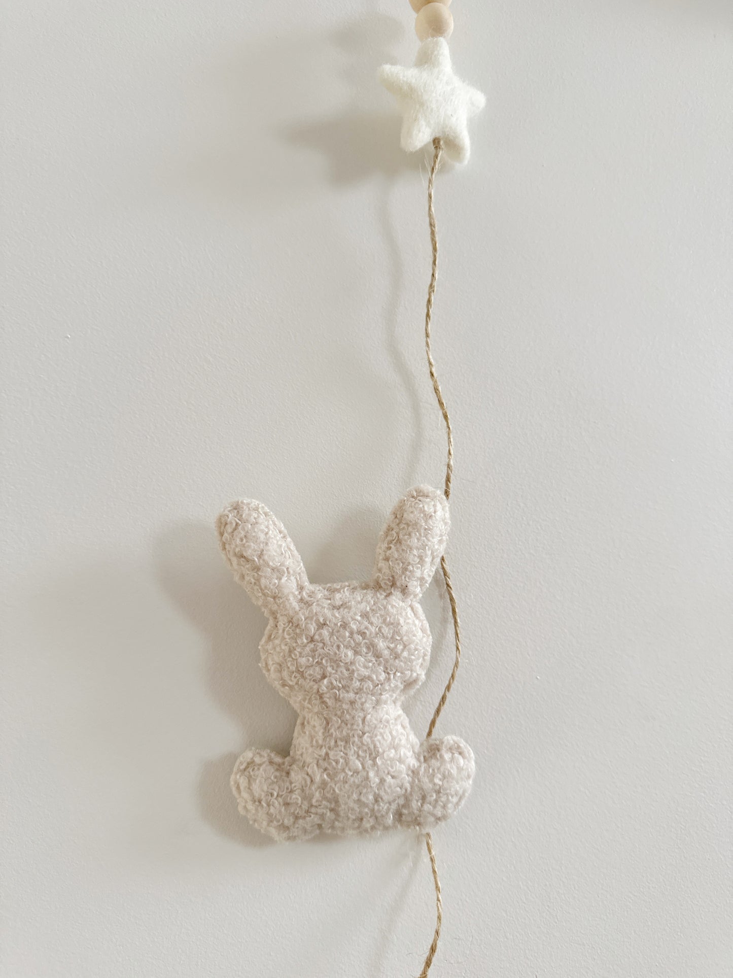 Mini Bunny Wall Display Set - Balloon & Bunny with Clouds - Ivory, Ecru & Dusty Rose Bouclé