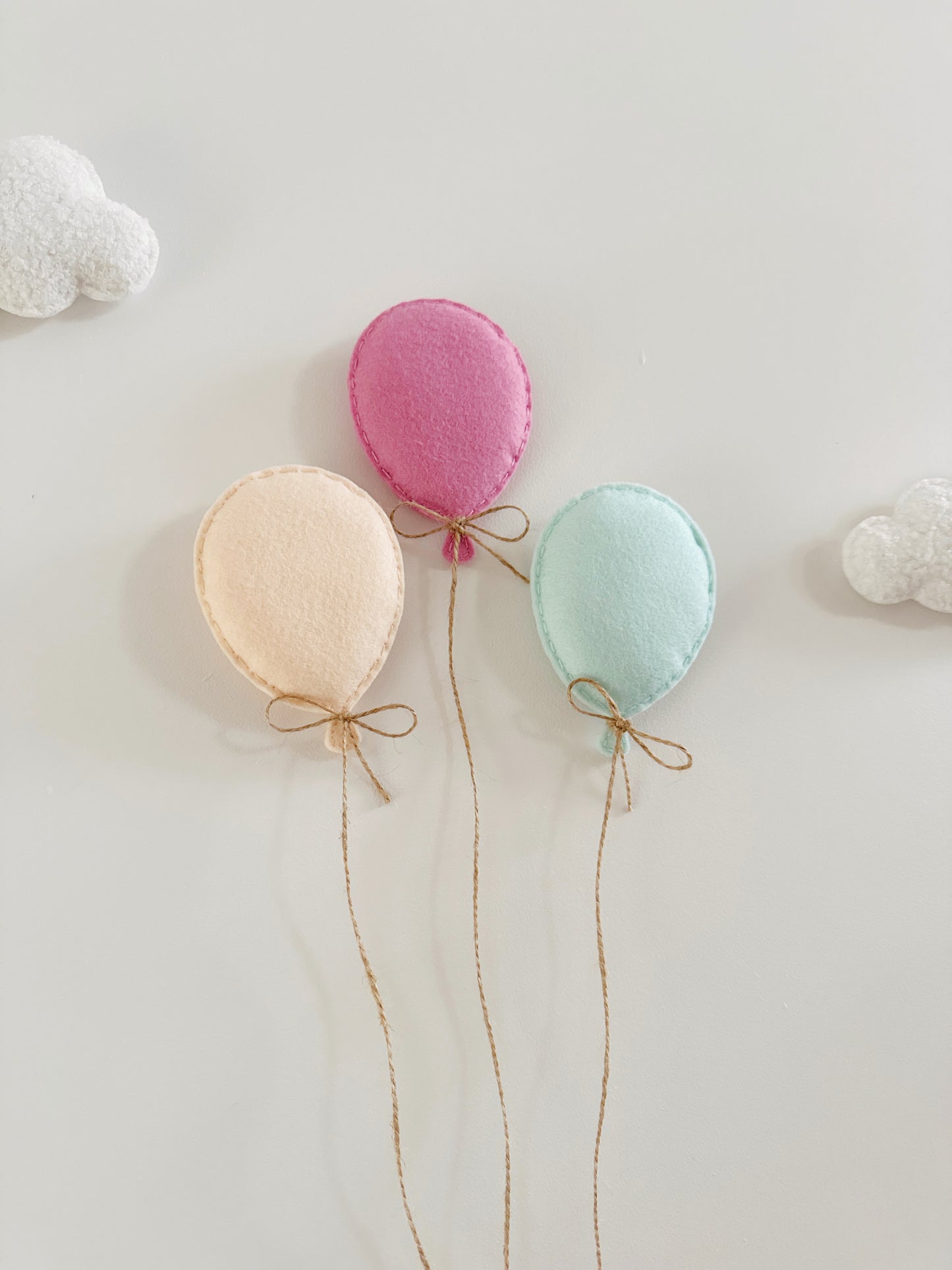 Balloons & Clouds Wall Display Set - 3 Mini Balloons Mixed Colours, Large Bunny - Ivory & Stone Bouclé - READY TO POST
