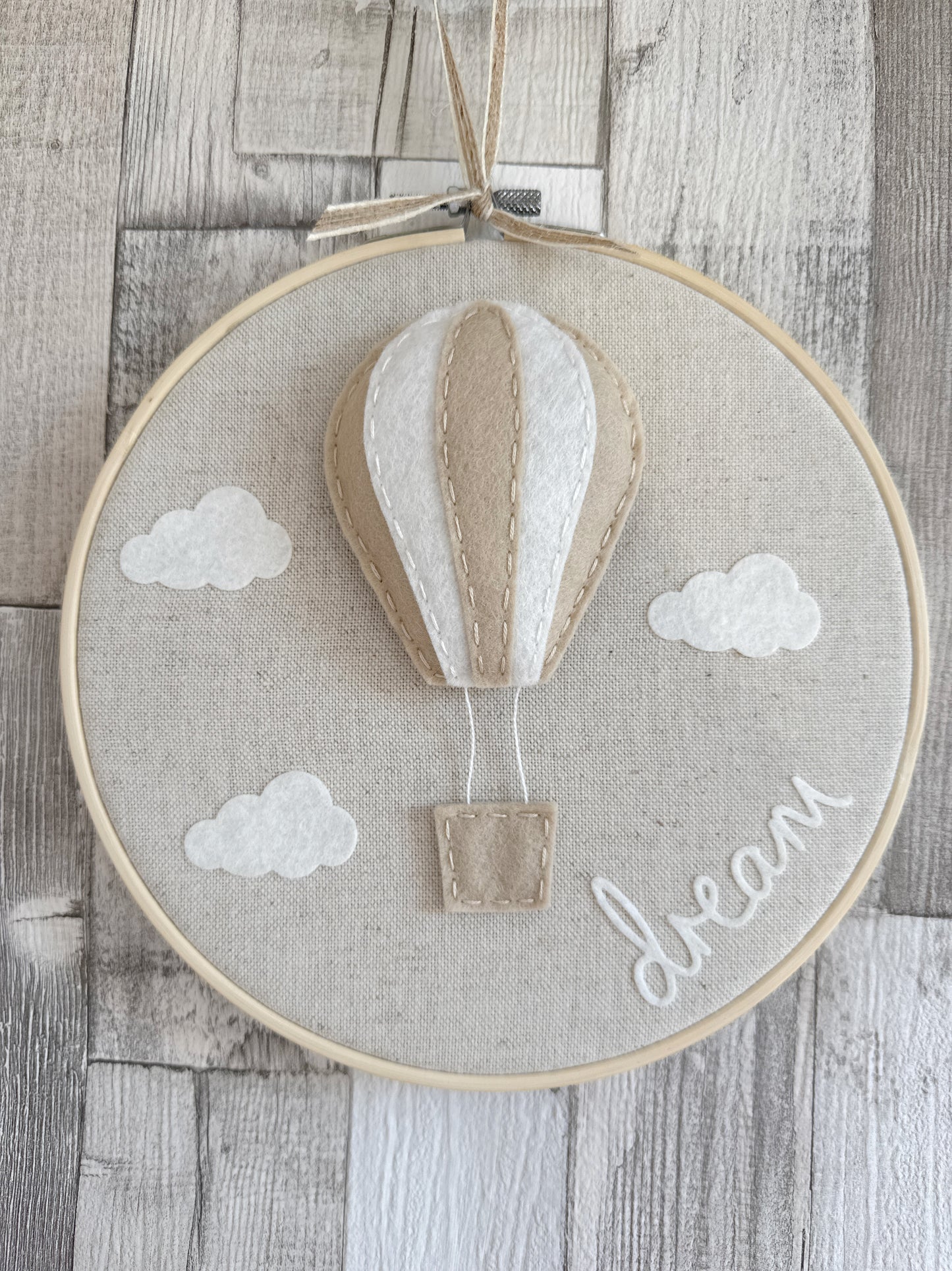 Hot Air Balloon & Clouds Dream Hoop - Beige & Cream