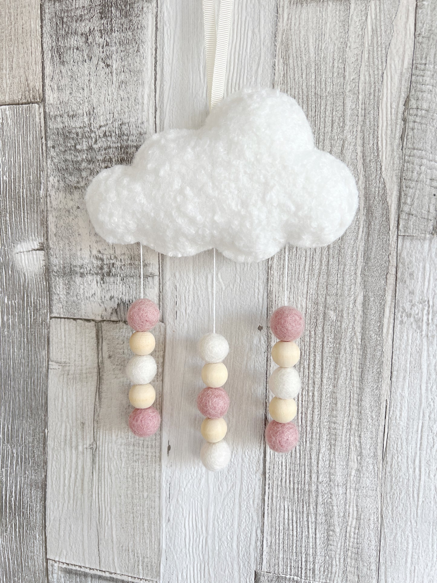Cloud & Felt Balls Wall Hanger - READY TO POST