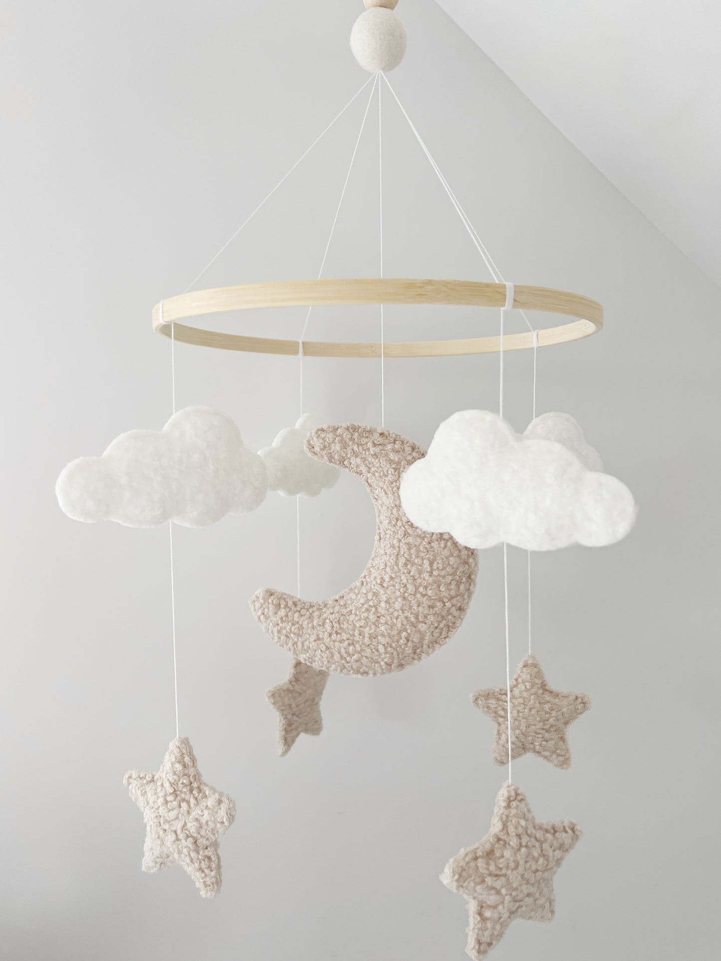 Moon, Clouds & Stars Bouclé Cot Mobile