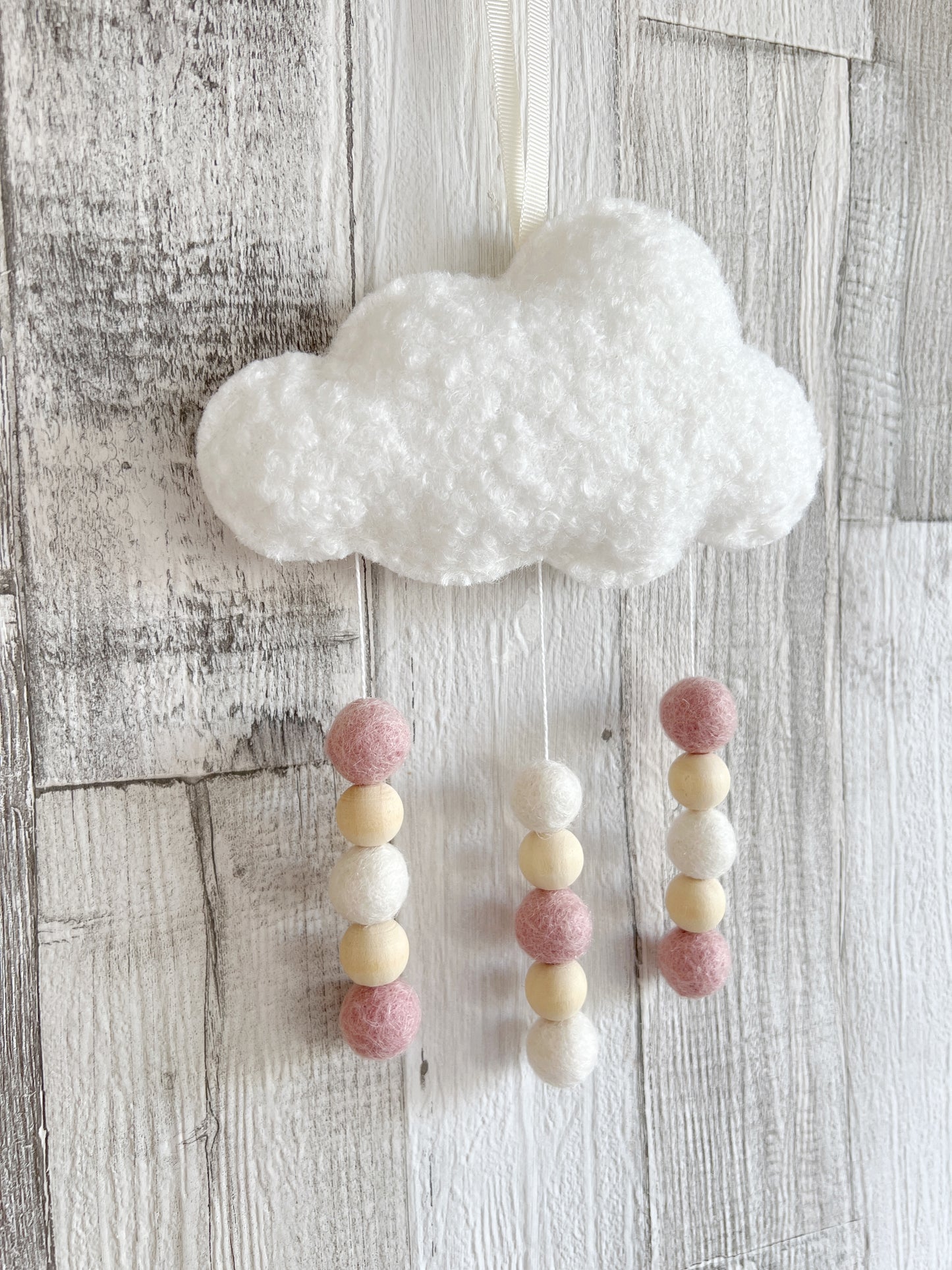 Cloud & Felt Balls Wall Hanger - READY TO POST