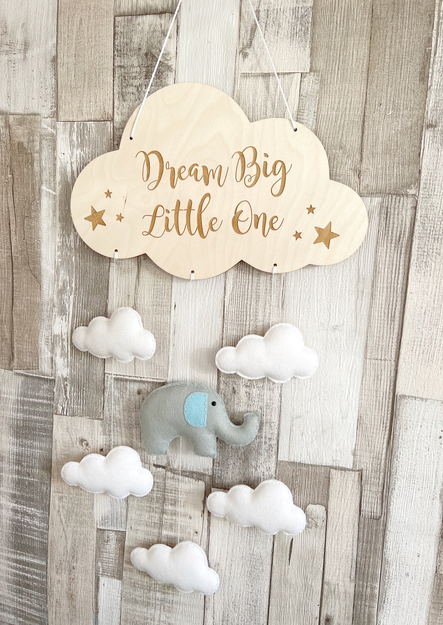 Dream Big Little One Elephant & Clouds Wall Mobile, Elephant Theme Nursery, Cloud Theme Nursery, Elephant Nursery Decor, Nursery Wall Art, Cloud Theme Nursery, Grey & White Nursery Decor, Neutral Nursery Decor, White Cloud Theme Nursery, Baby Mobile, Nursery Mobile, Baby Room Decoration, Elephant Nursery Mobile