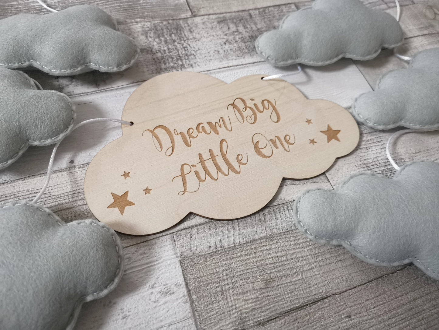 Dream Big Little One Cloud Bunting Nursery Decor, Neutral Nursery Decor, Cloud Theme Nursery