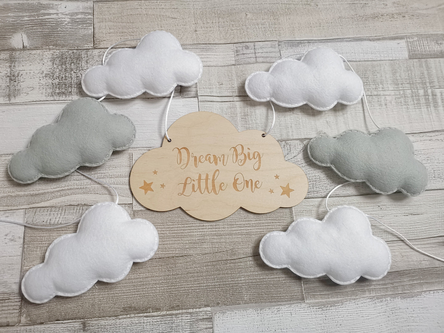 Dream Big Little One Cloud Bunting Nursery Decor, Neutral Nursery Decor, Cloud Theme Nursery