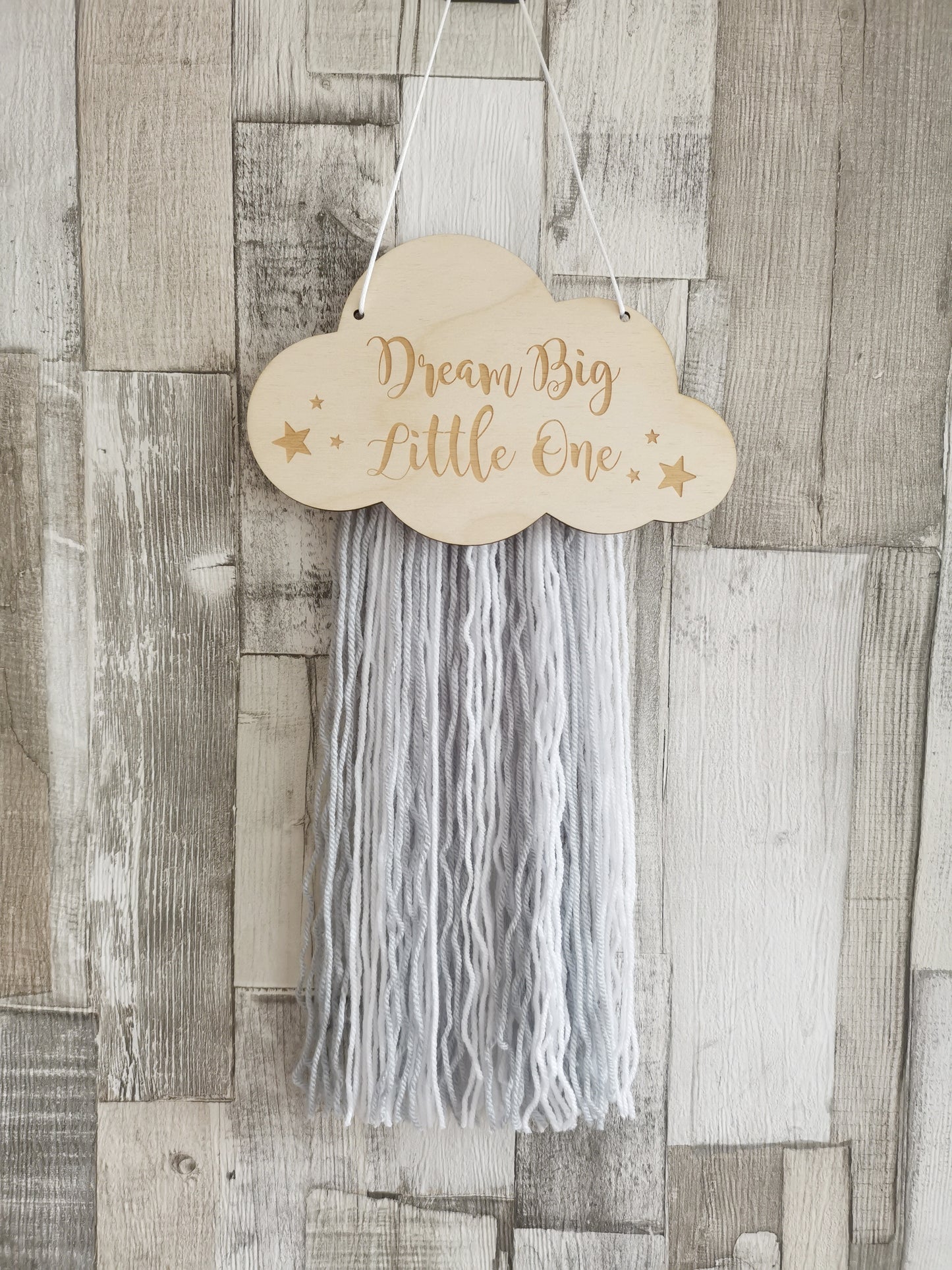 Dream Big Little One Engraved Cloud Wall Hanger - Grey & White