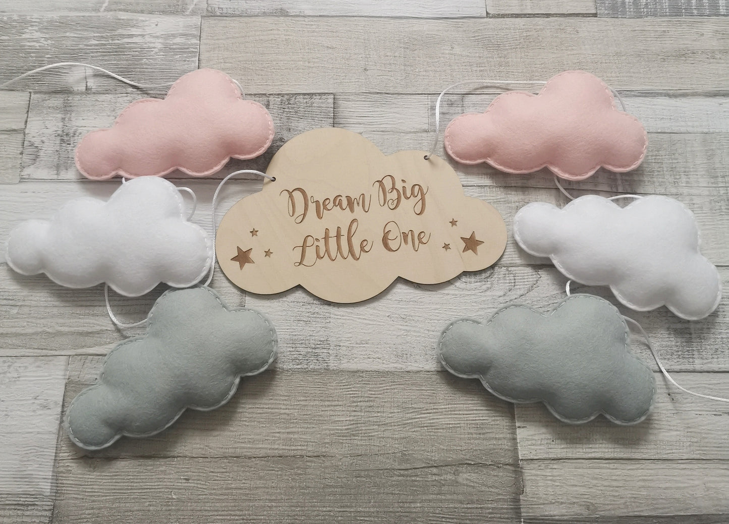 Dream Big Little One Cloud Bunting Nursery Decor, Neutral Nursery Decor, Cloud Theme Nursery