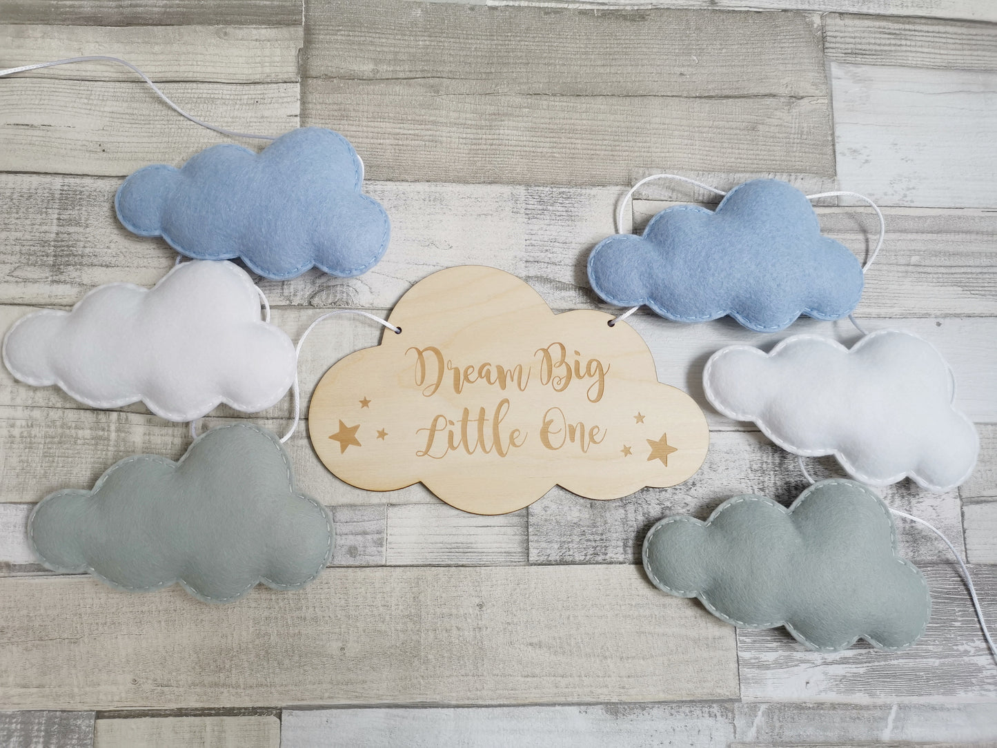 Dream Big Little One Cloud Bunting Nursery Decor, Neutral Nursery Decor, Cloud Theme Nursery