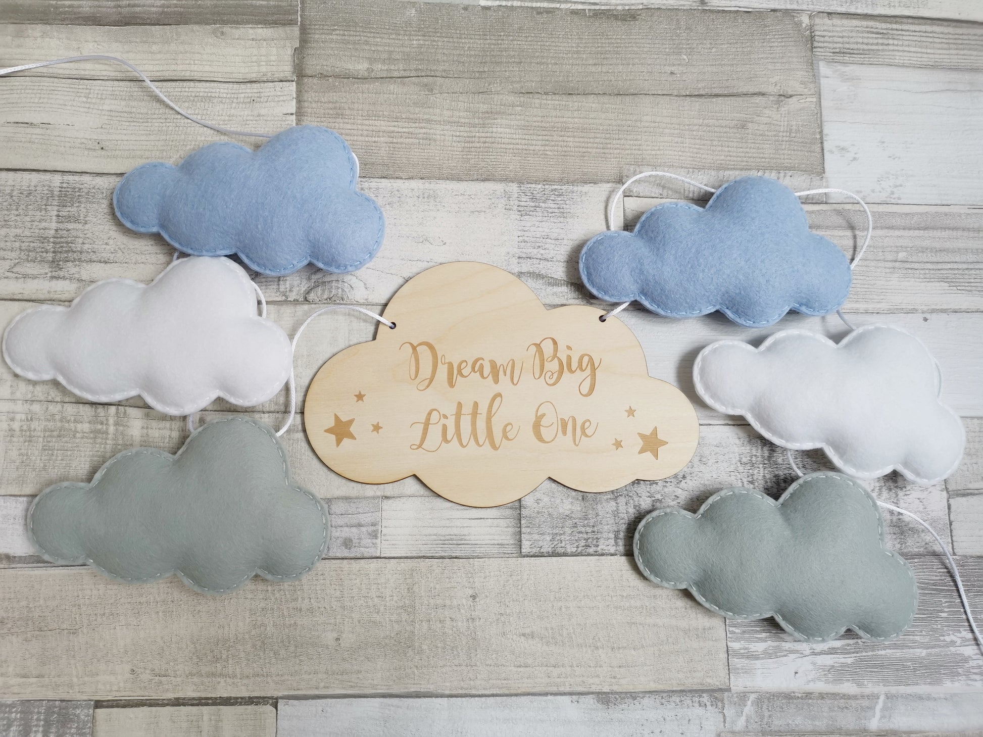 Dream Big Little One Cloud Bunting Nursery Decor, Neutral Nursery Decor, Cloud Theme Nursery