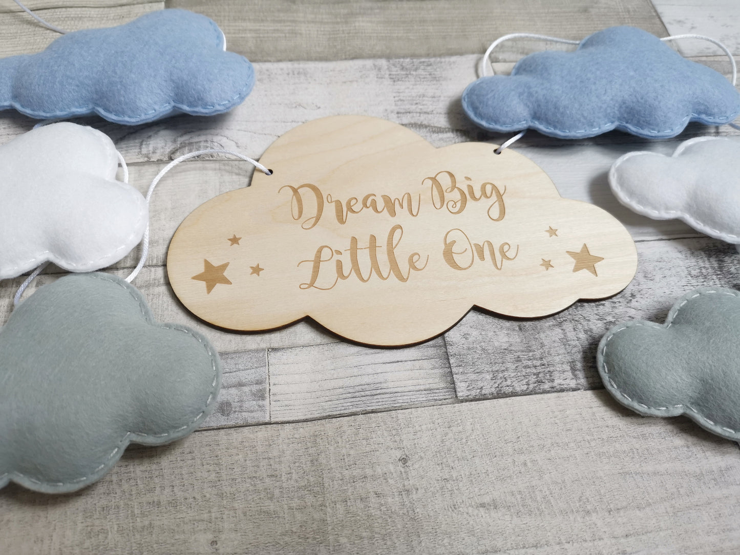 Dream Big Little One Cloud Bunting Nursery Decor, Neutral Nursery Decor, Cloud Theme Nursery