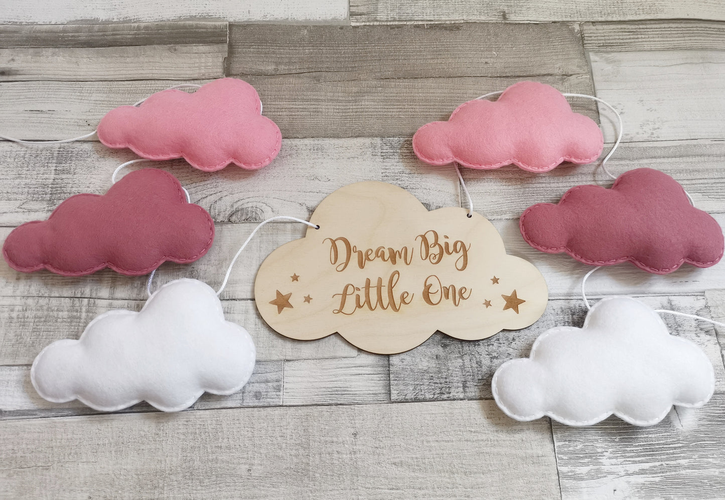 Dream Big Little One Cloud Bunting Nursery Decor, Neutral Nursery Decor, Cloud Theme Nursery