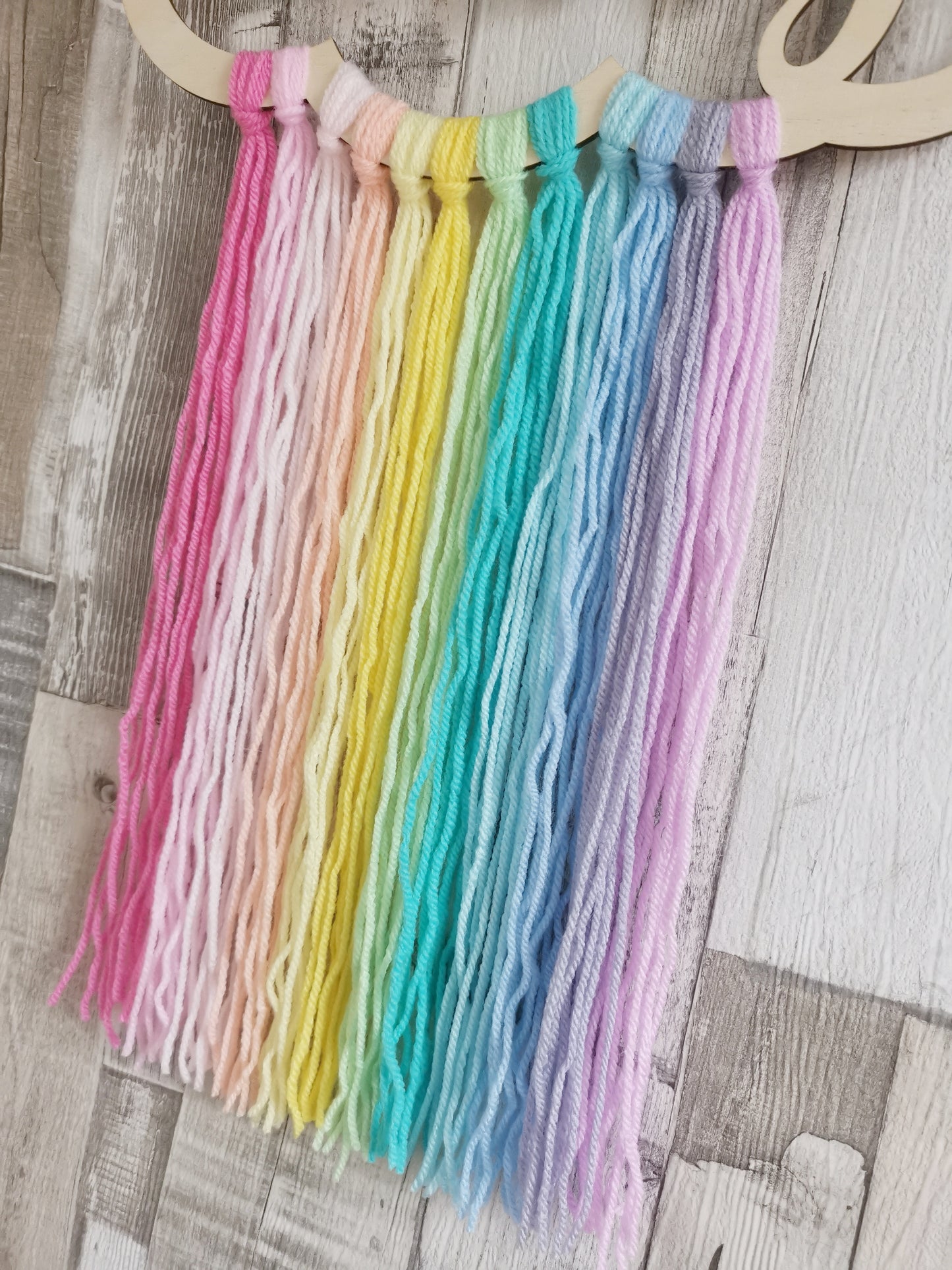 Multi Coloured Rainbow Personalised Wooden Cloud Wall Hanger