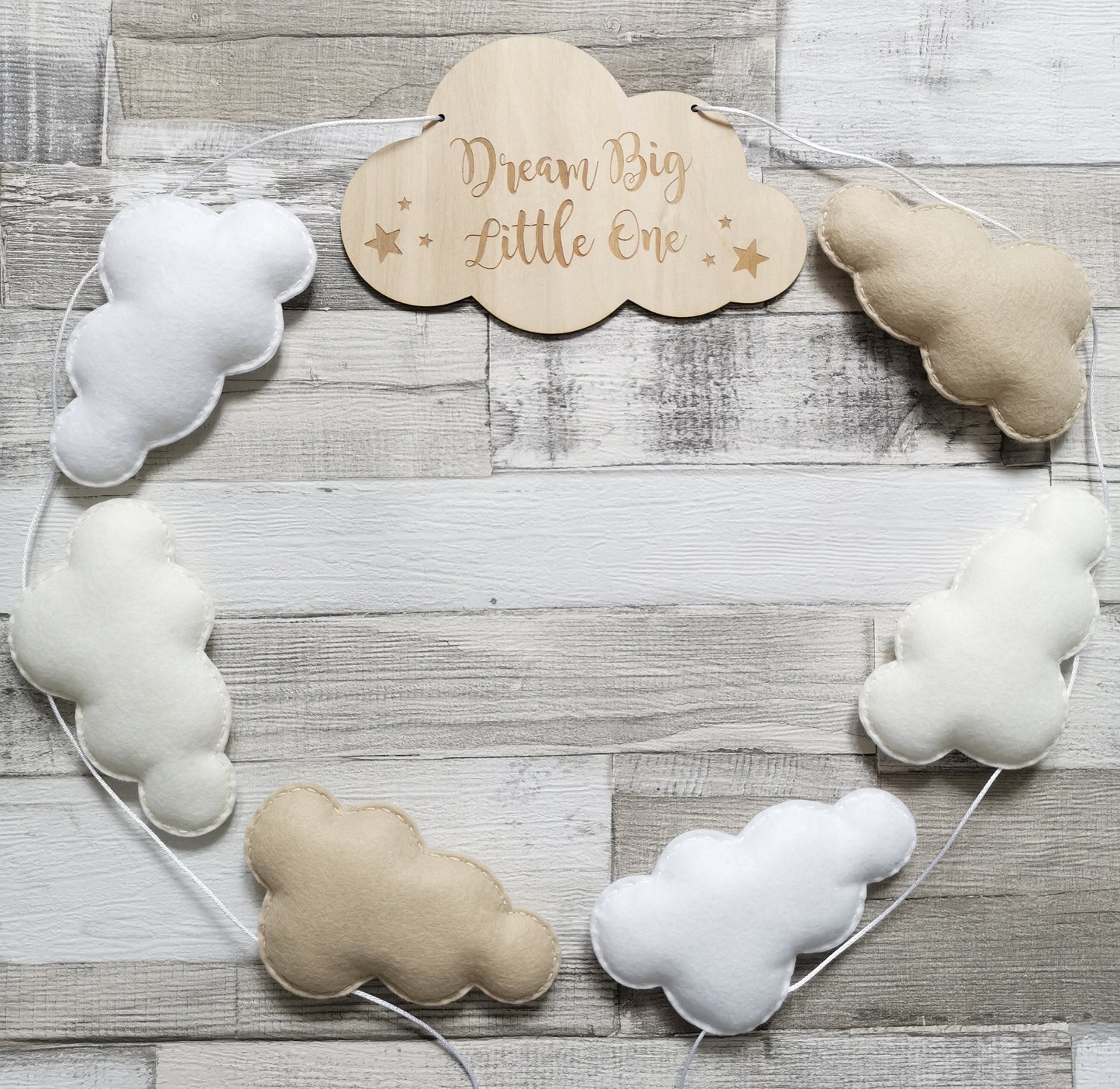 Dream Big Little One Cloud Bunting Nursery Decor, Neutral Nursery Decor, Cloud Theme Nursery, Beige Nursery