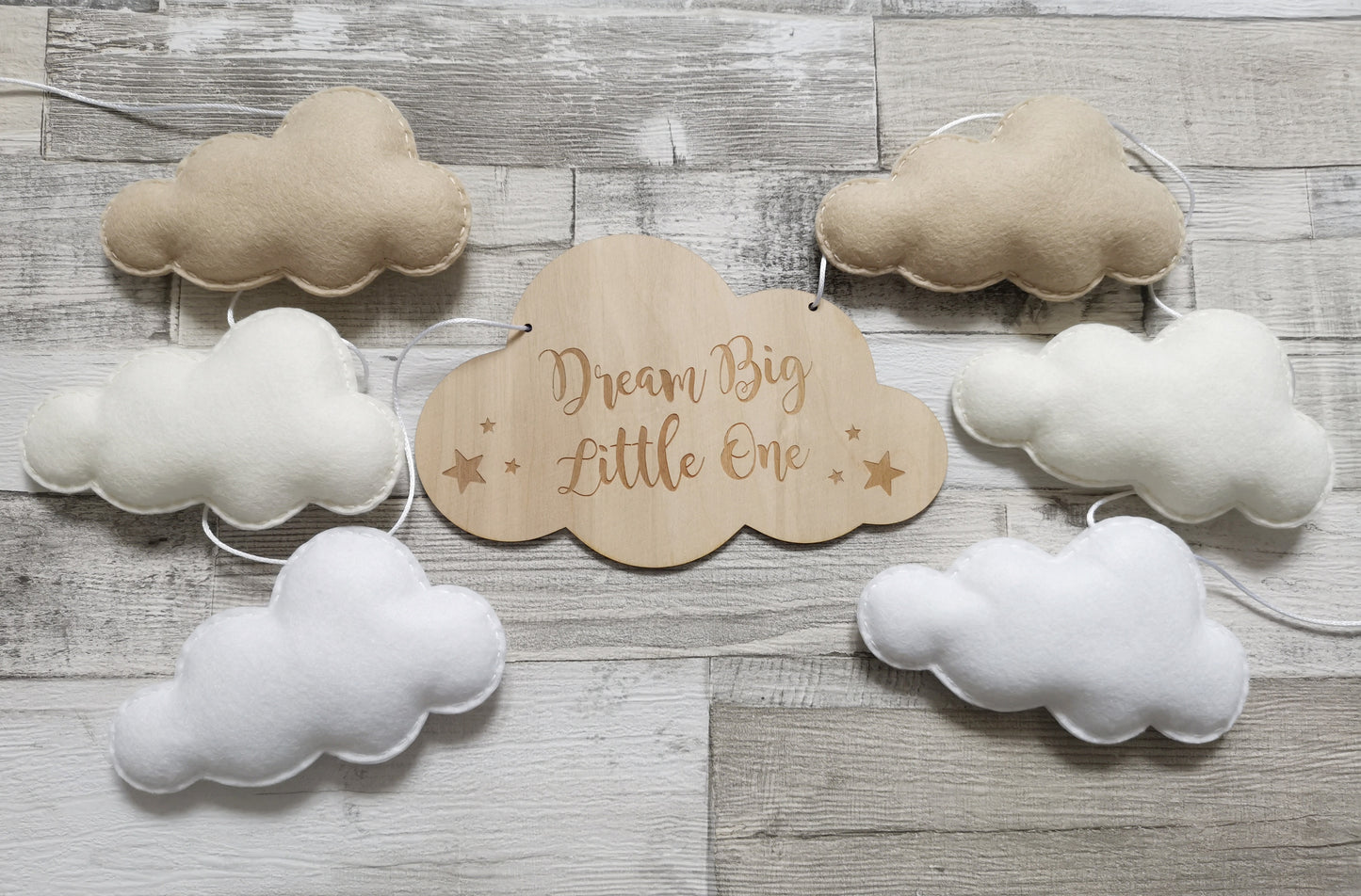 Dream Big Little One Cloud Bunting Nursery Decor, Neutral Nursery Decor, Cloud Theme Nursery