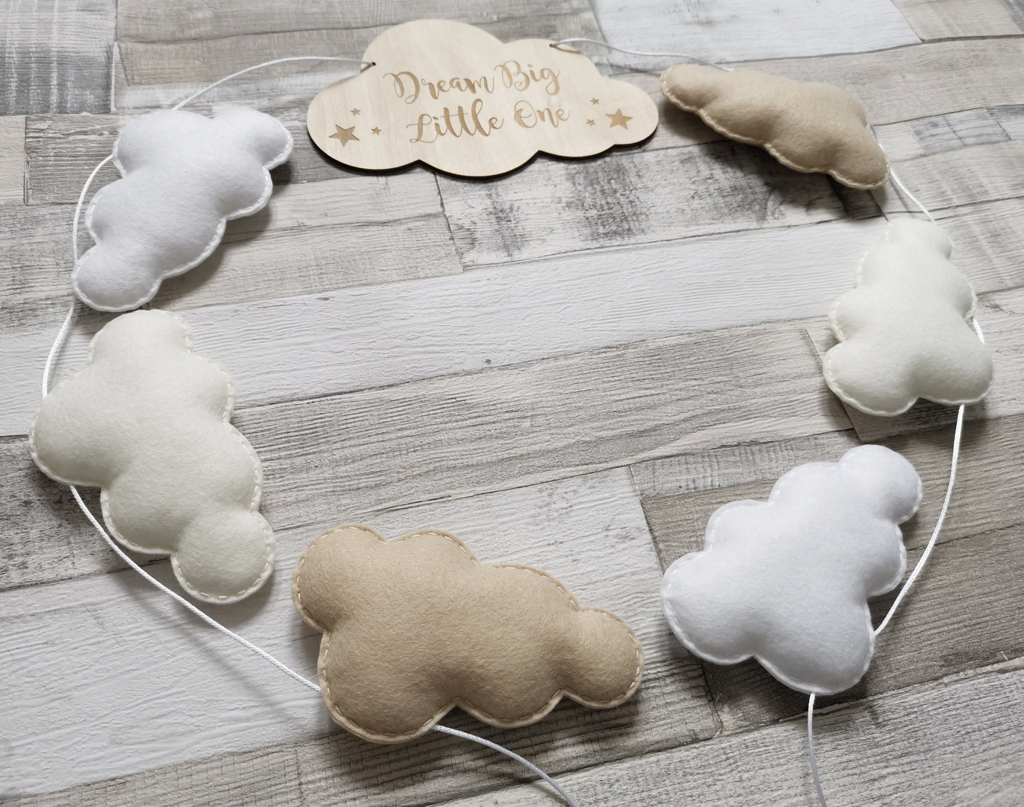 Dream Big Little One Cloud Bunting Nursery Decor, Neutral Nursery Decor, Cloud Theme Nursery
