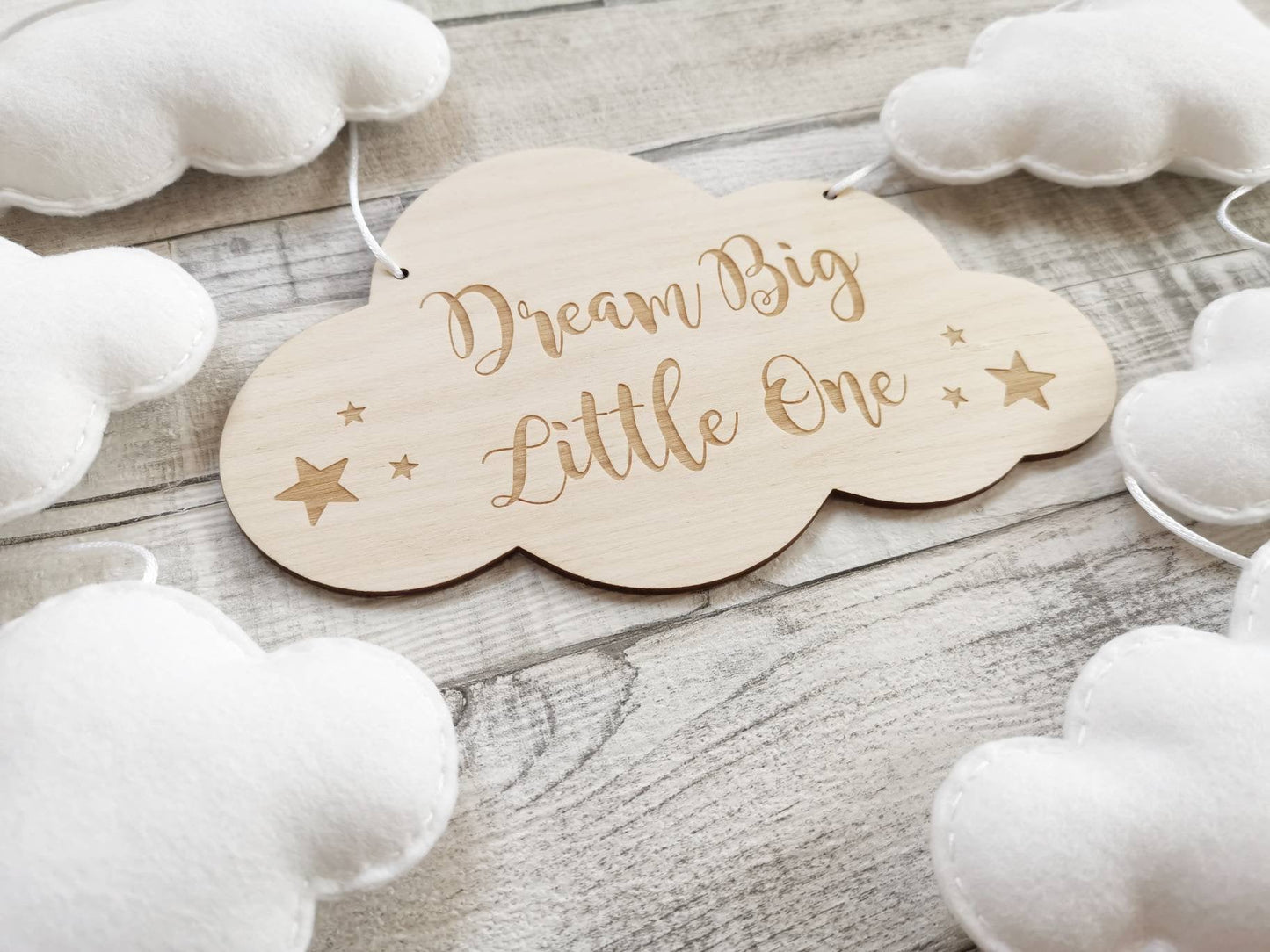 Dream Big Little One Cloud Bunting Nursery Decor, Neutral Nursery Decor, Cloud Theme Nursery Decor