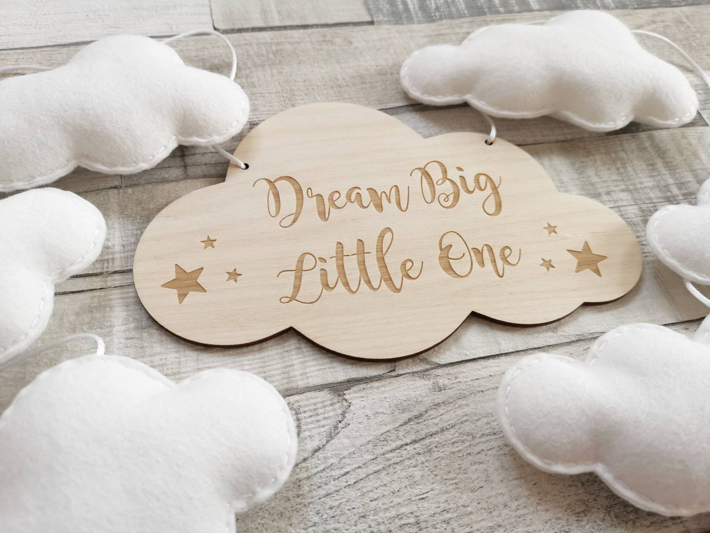 Dream Big Little One Cloud Bunting Nursery Decor, Neutral Nursery Decor, Cloud Theme Nursery