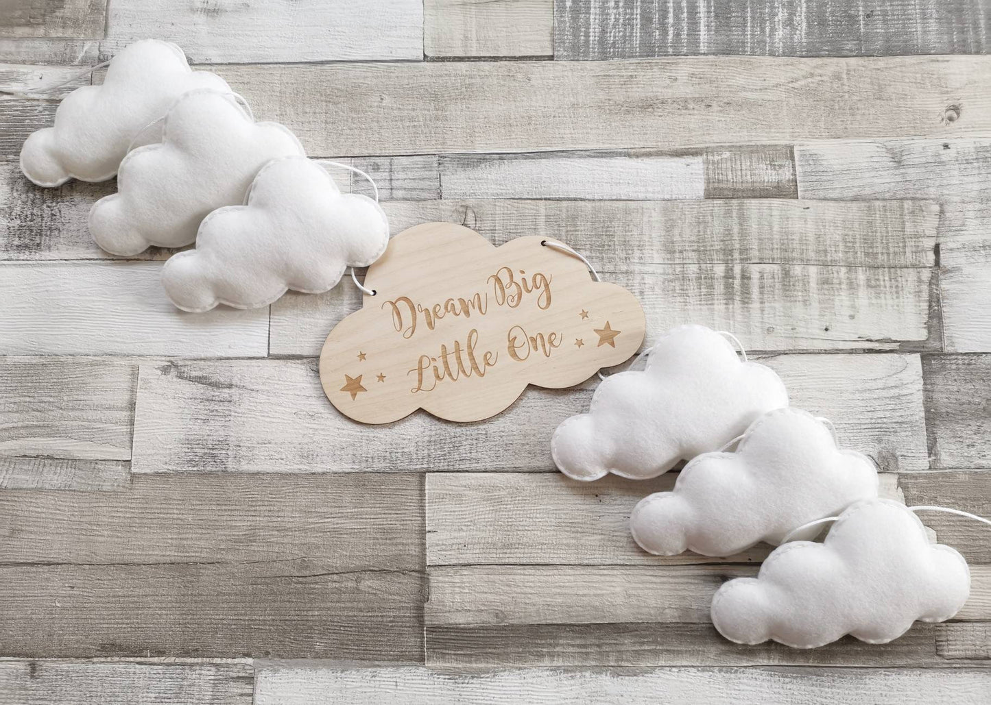 Dream Big Little One Cloud Bunting Nursery Decor, Neutral Nursery Decor, Cloud Theme Nursery