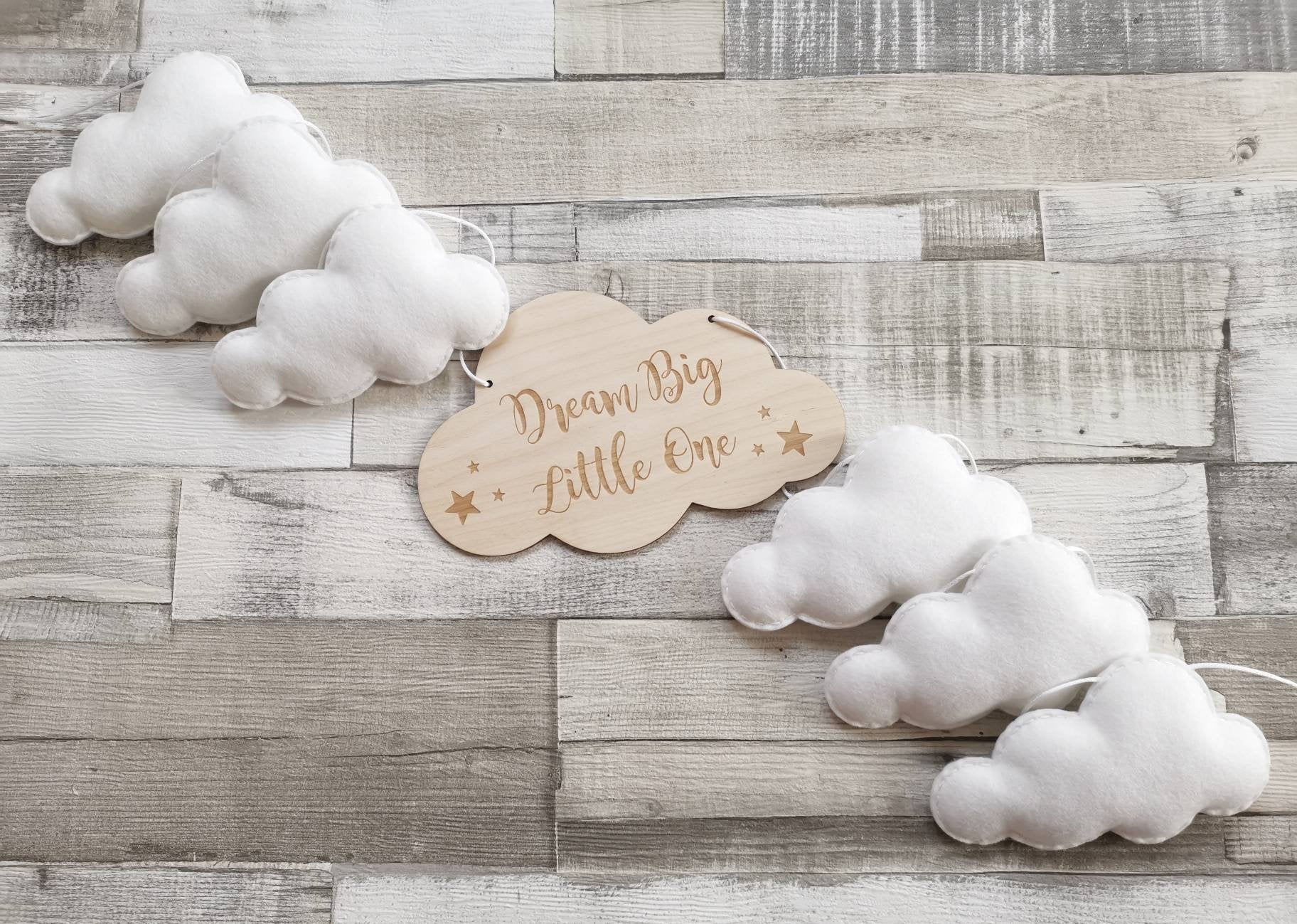 Dream Big Little One Cloud Bunting Nursery Decor, Neutral Nursery Decor, Cloud Theme Nursery