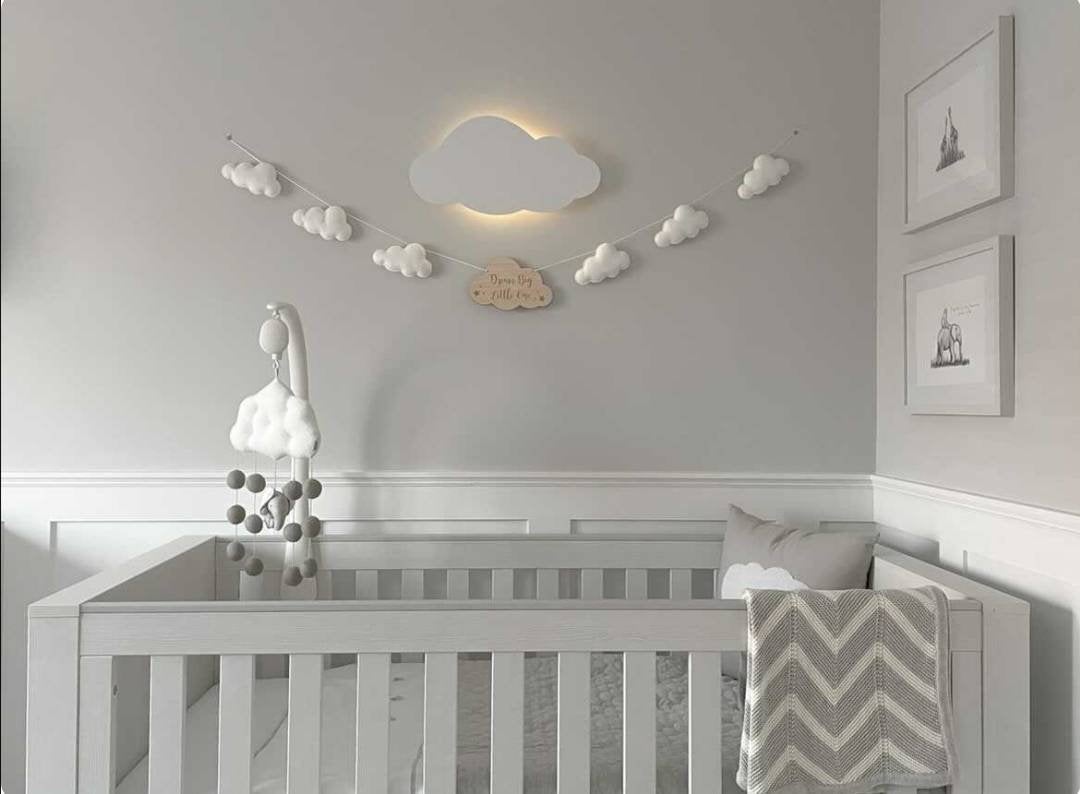 Dream Big Little One Cloud Bunting Nursery Decor, Neutral Nursery Decor, Cloud Theme Nursery