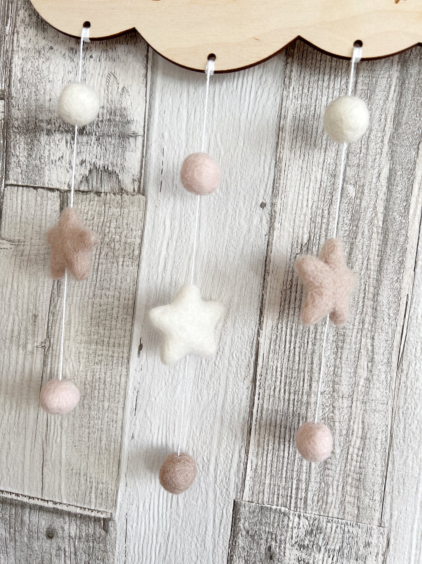 Dream Big Little One Mini Felt Ball Wall Mobile - Blush, Ivory & Fawn