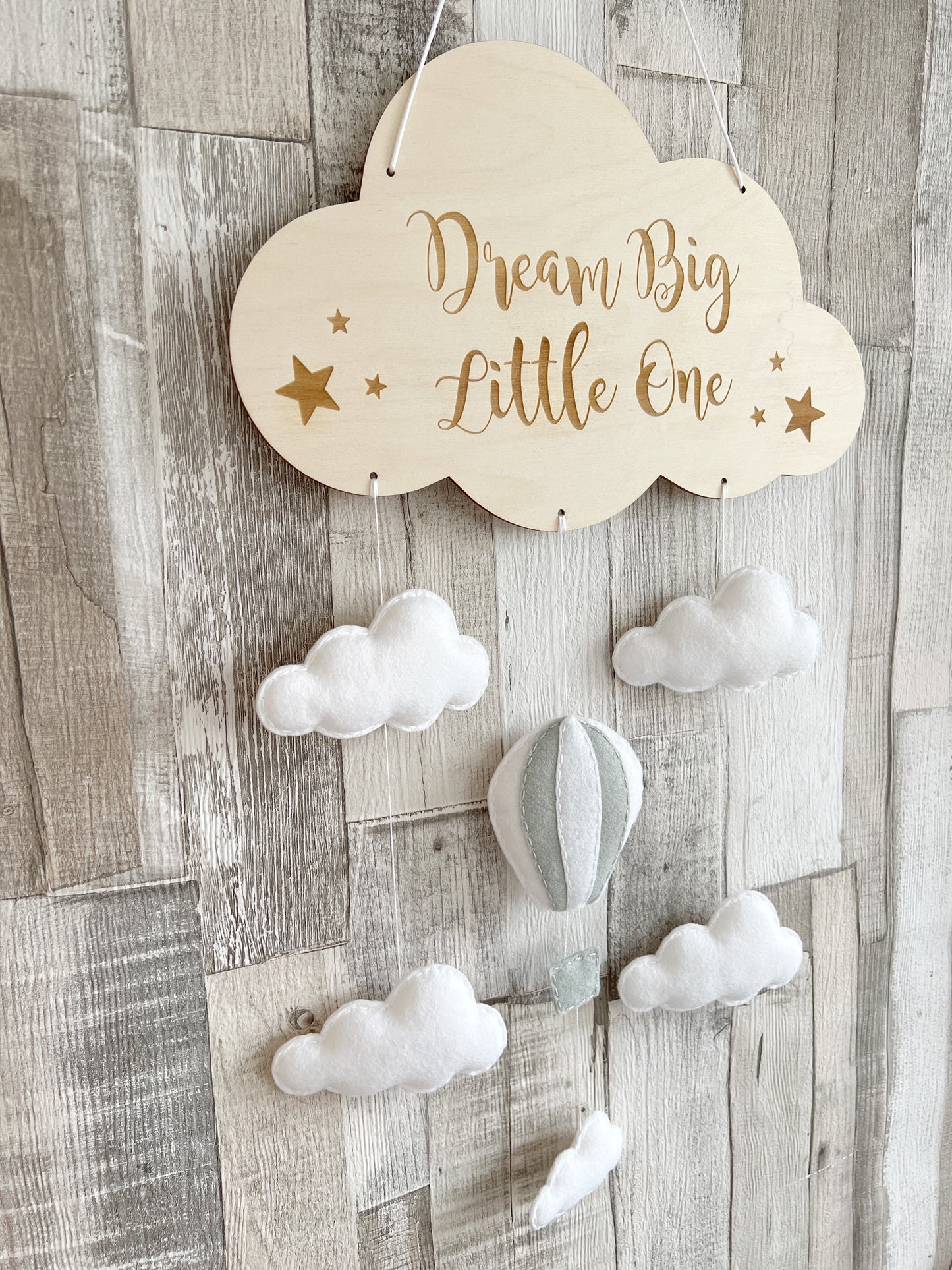 Dream Big Little One Cloud Wall Mobile - Hot Air Balloon & Clouds