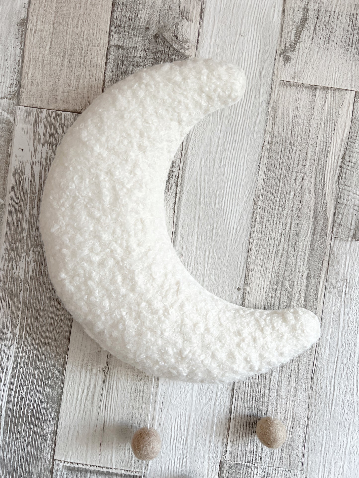 Ivory Bouclé Felt Balls & Stars Moon Wall Mobile