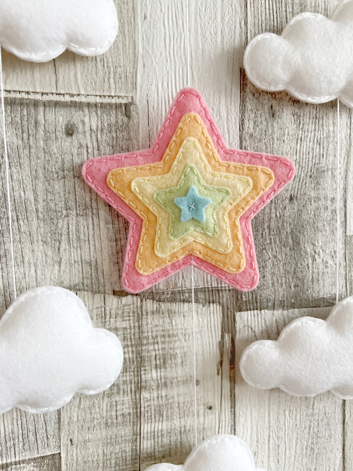 Dream Big Little One Cloud Wall Mobile - Layered Star & Clouds