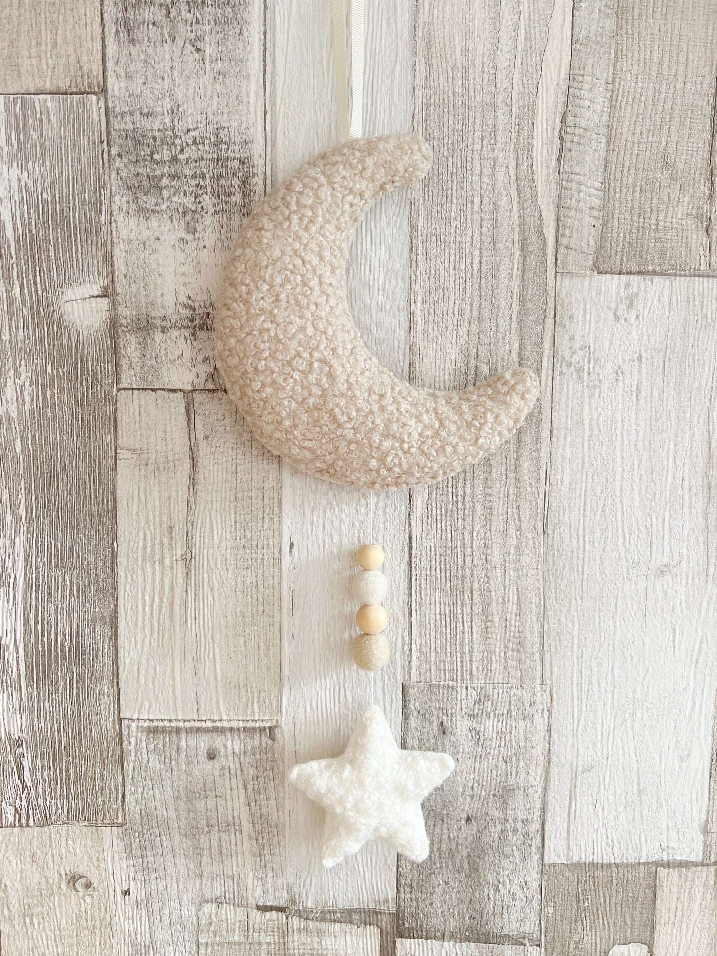 Mini Bouclé Moon & Star Hanging Decoration