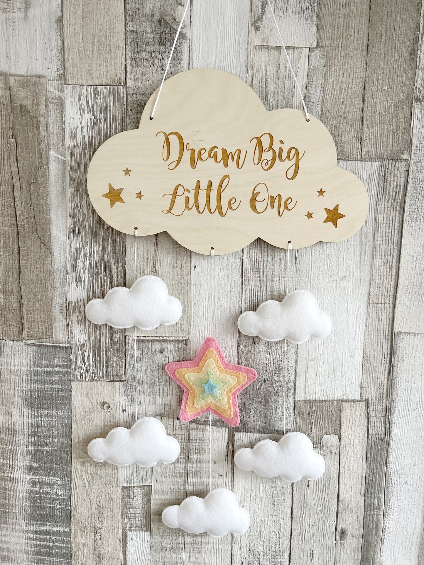 Dream Big Little One Cloud Wall Mobile - Layered Star & Clouds