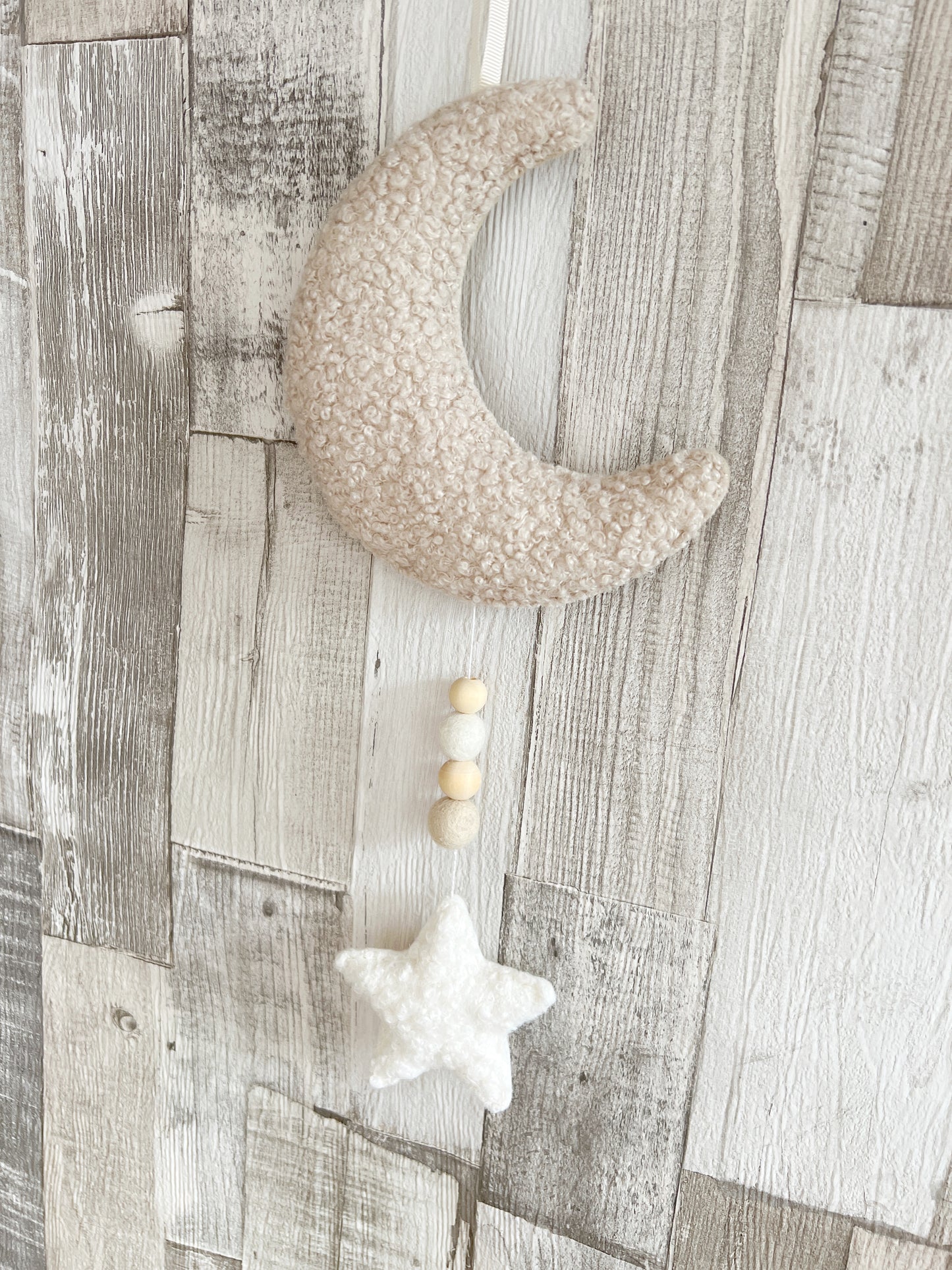 Mini Bouclé Moon & Star Hanging Decoration