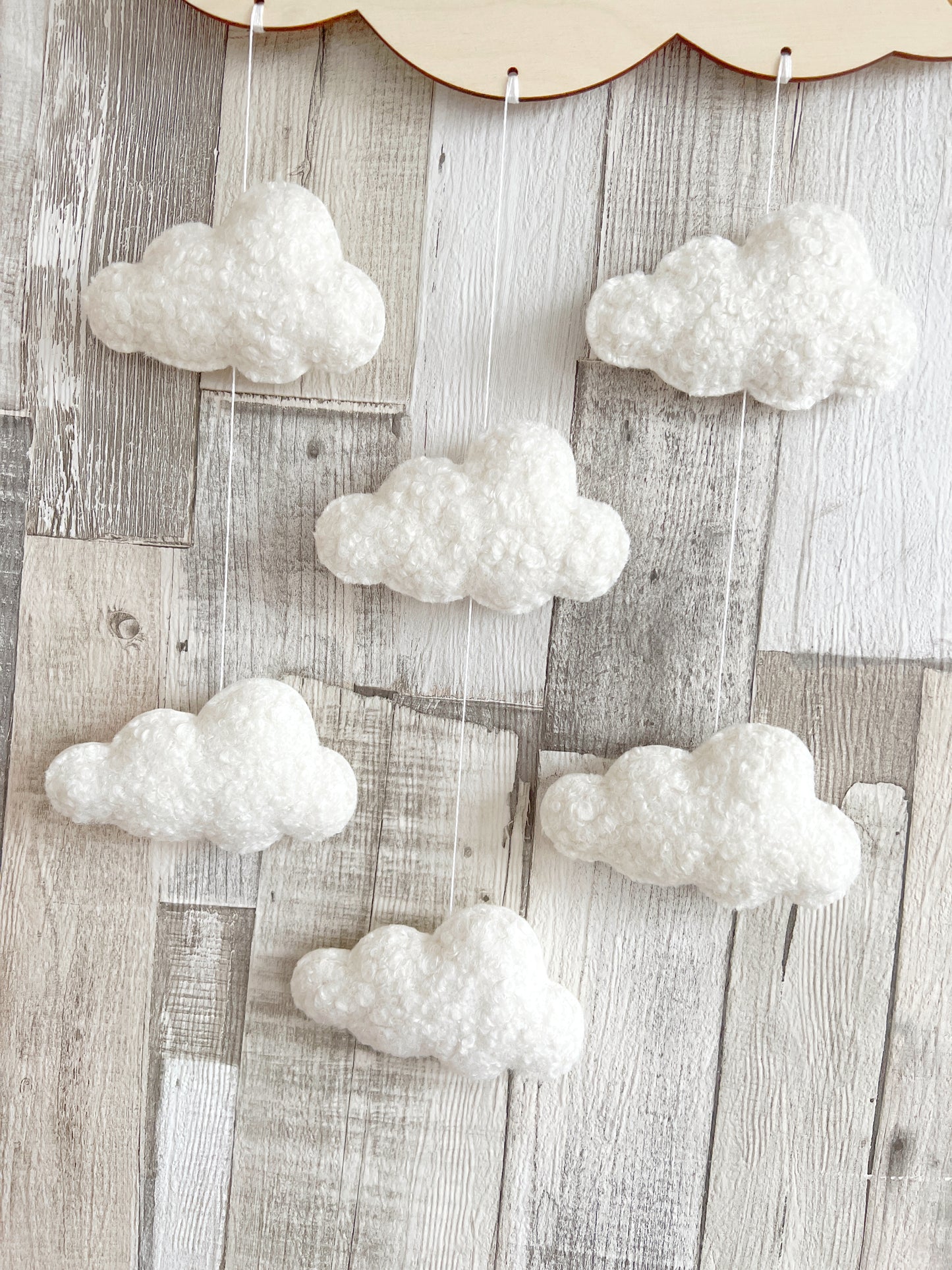 Dream Big Little One Cloud Wall Mobile - Bouclé Clouds