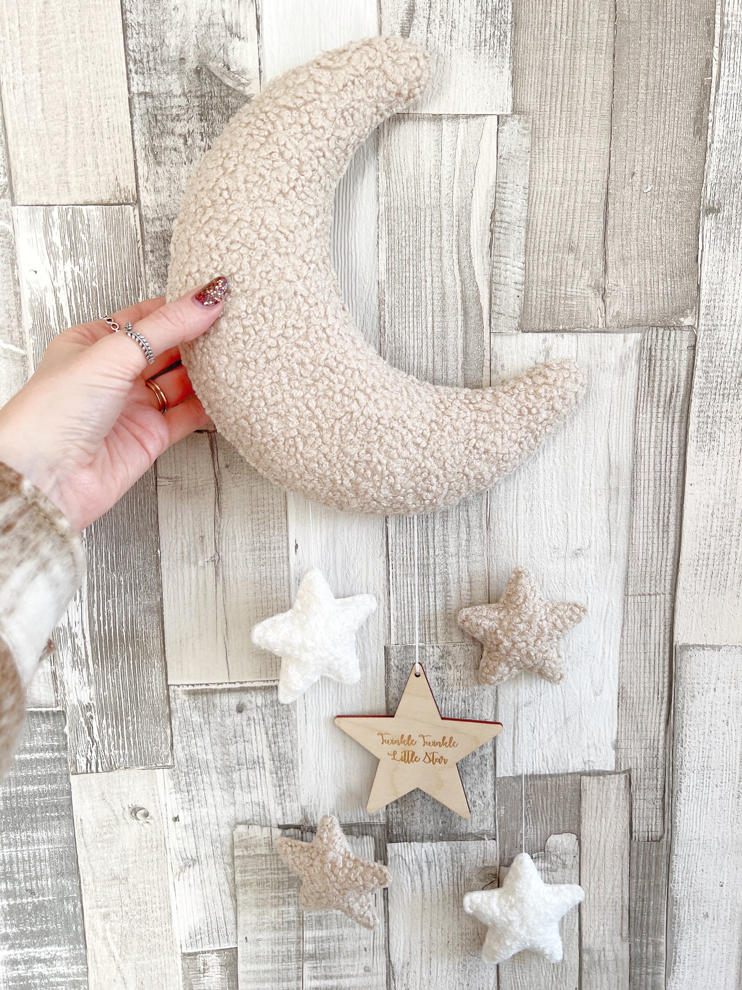Twinkle Twinkle Little Star Bouclé Moon Wall Mobile