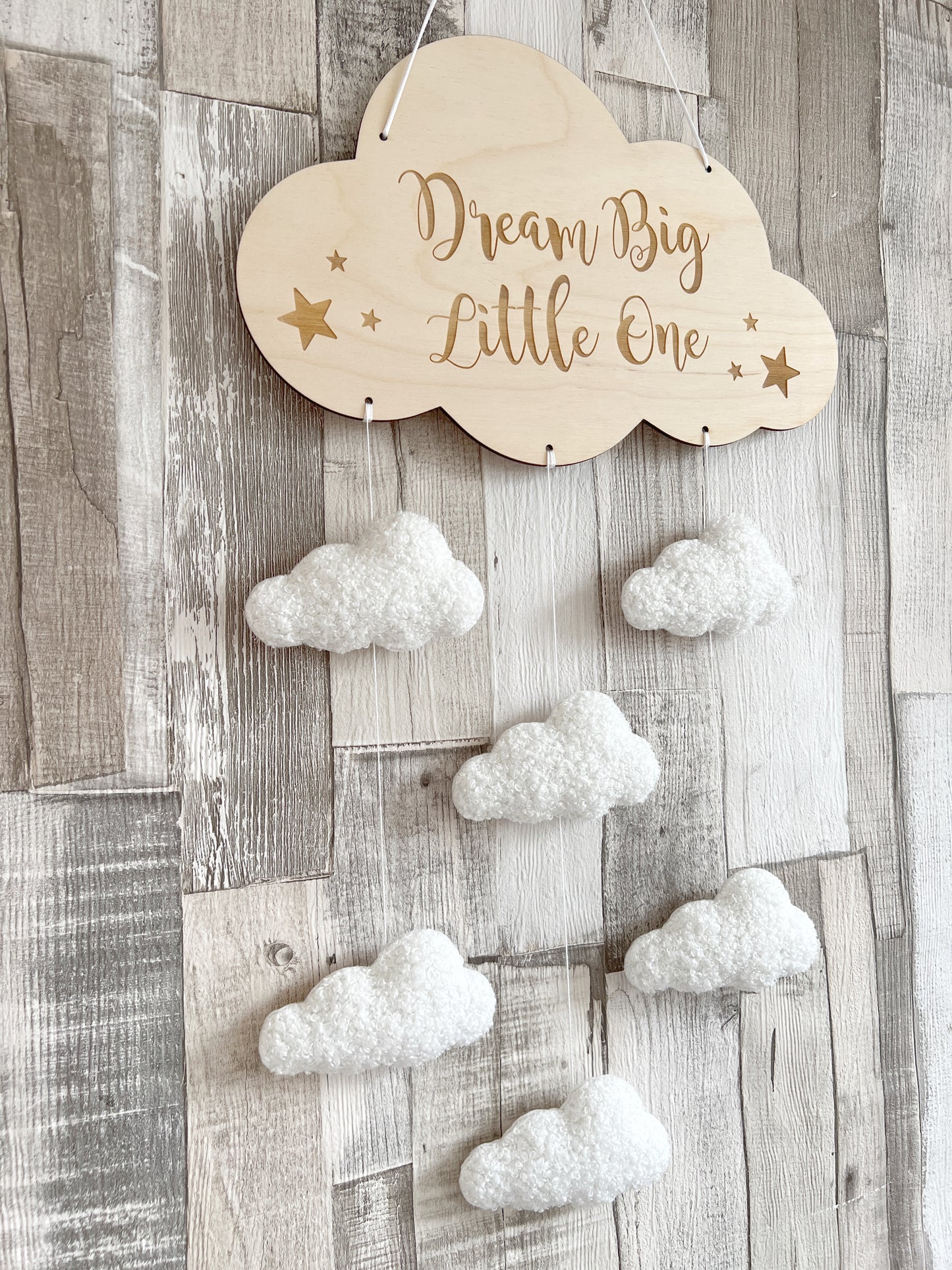 Dream Big Little One Cloud Wall Mobile - Bouclé Clouds