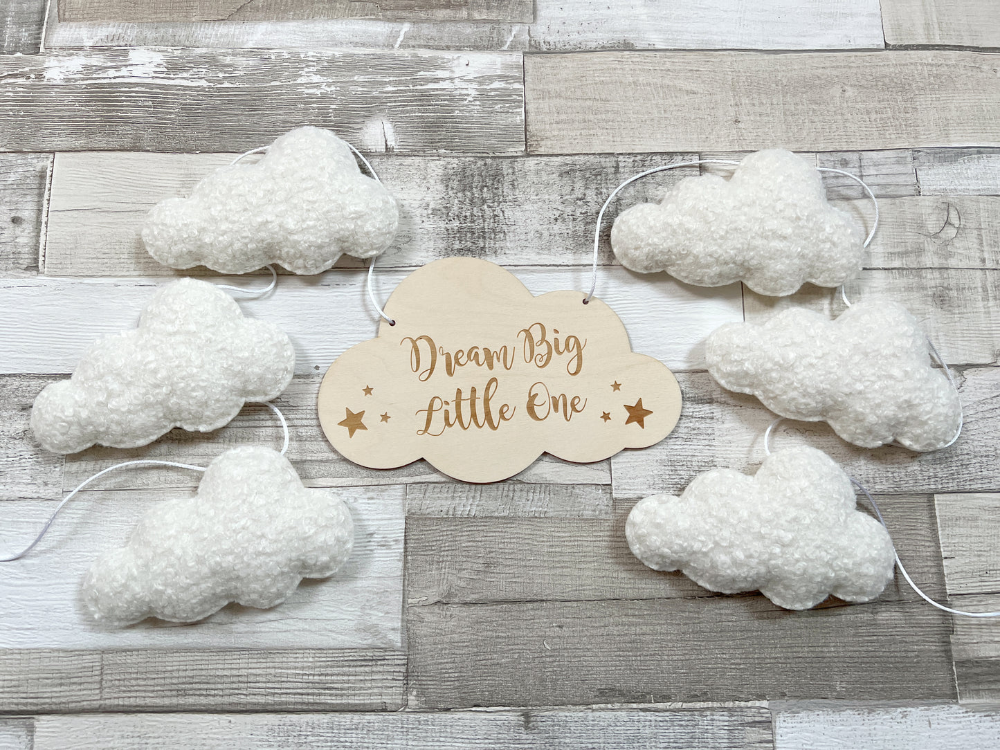 Dream Big Little One Cloud Bunting - Bouclé Clouds