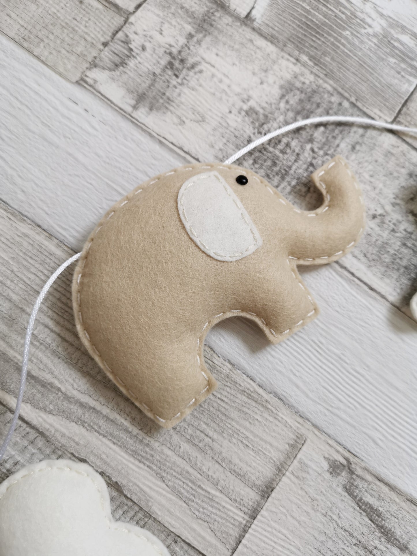 Elephants, Clouds & Star Bunting - Beige & Cream