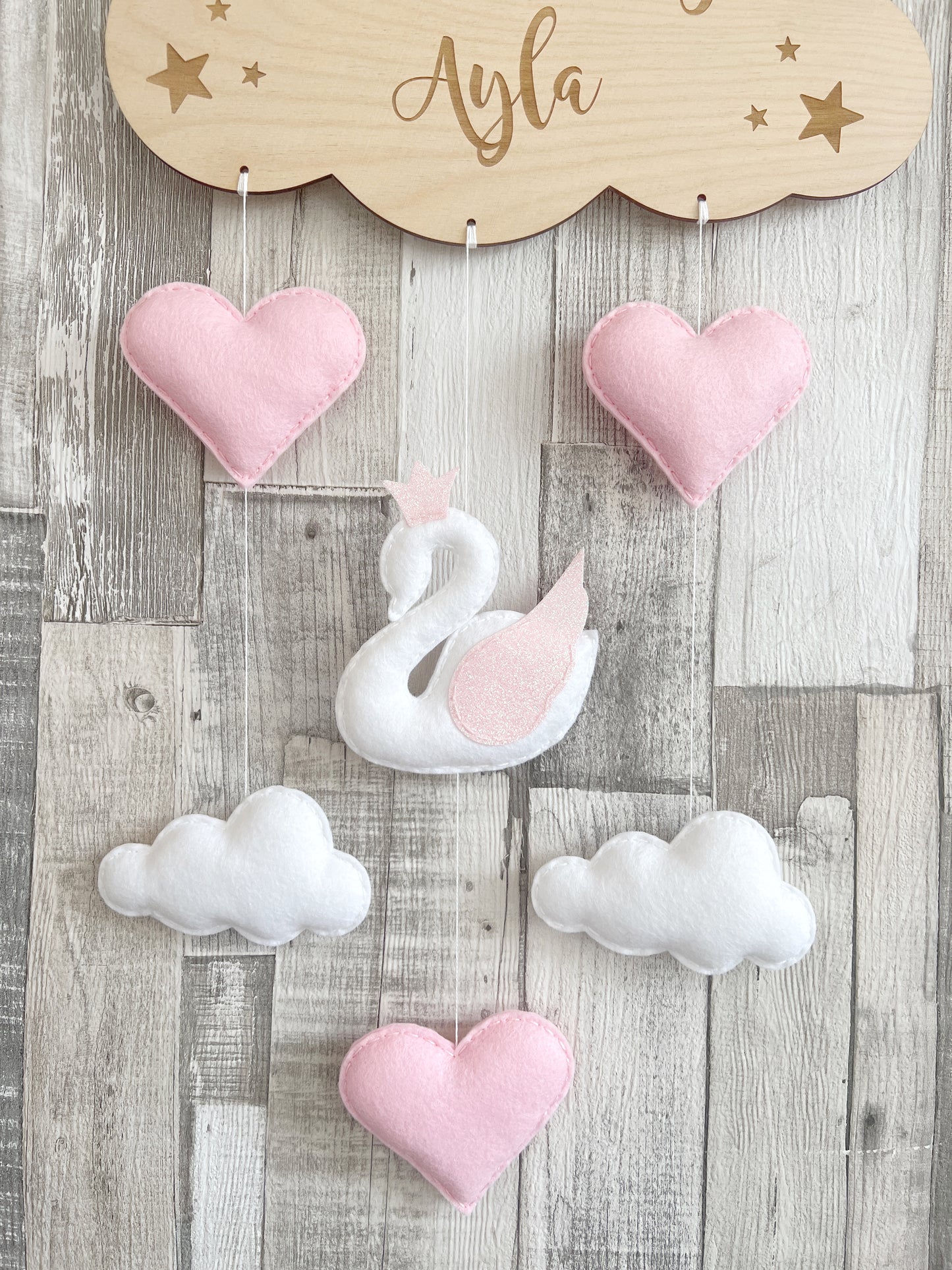 Dream Big Little One Cloud Wall Mobile - Swans & Hearts