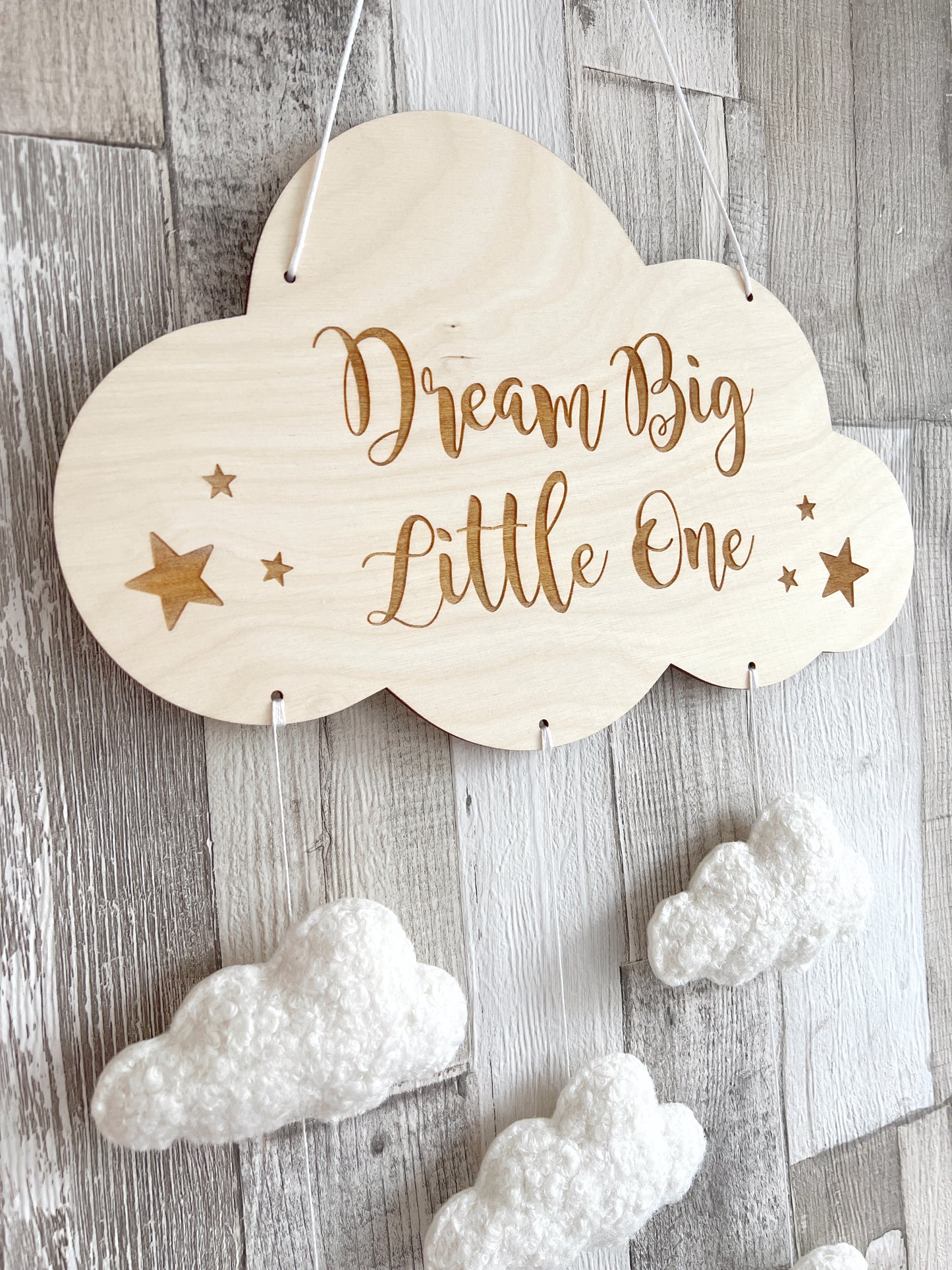 Dream Big Little One Cloud Wall Mobile - Bouclé Clouds