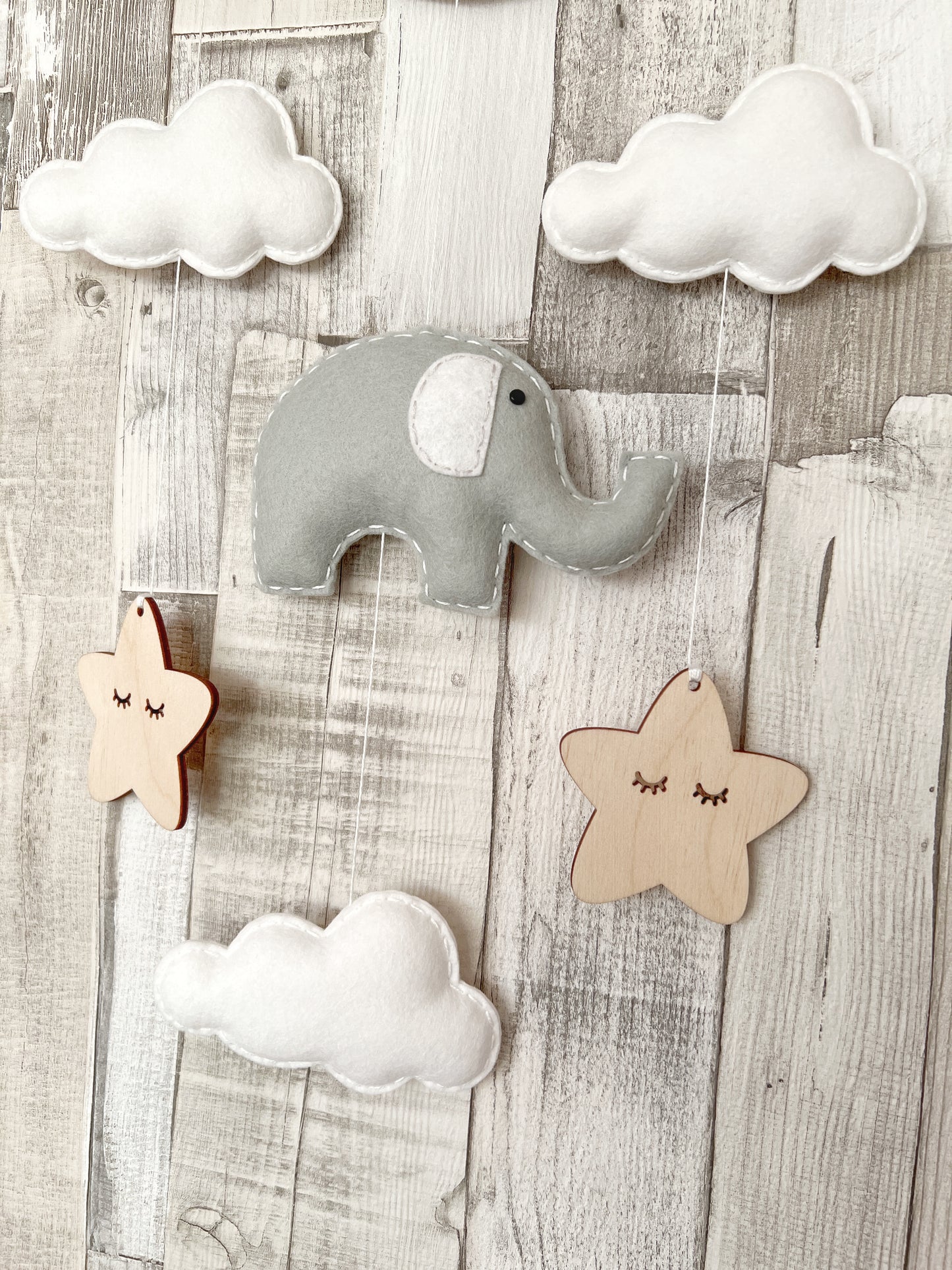 Dream Big Little One Cloud Wall Mobile - Elephant, Clouds & Sleepy Stars