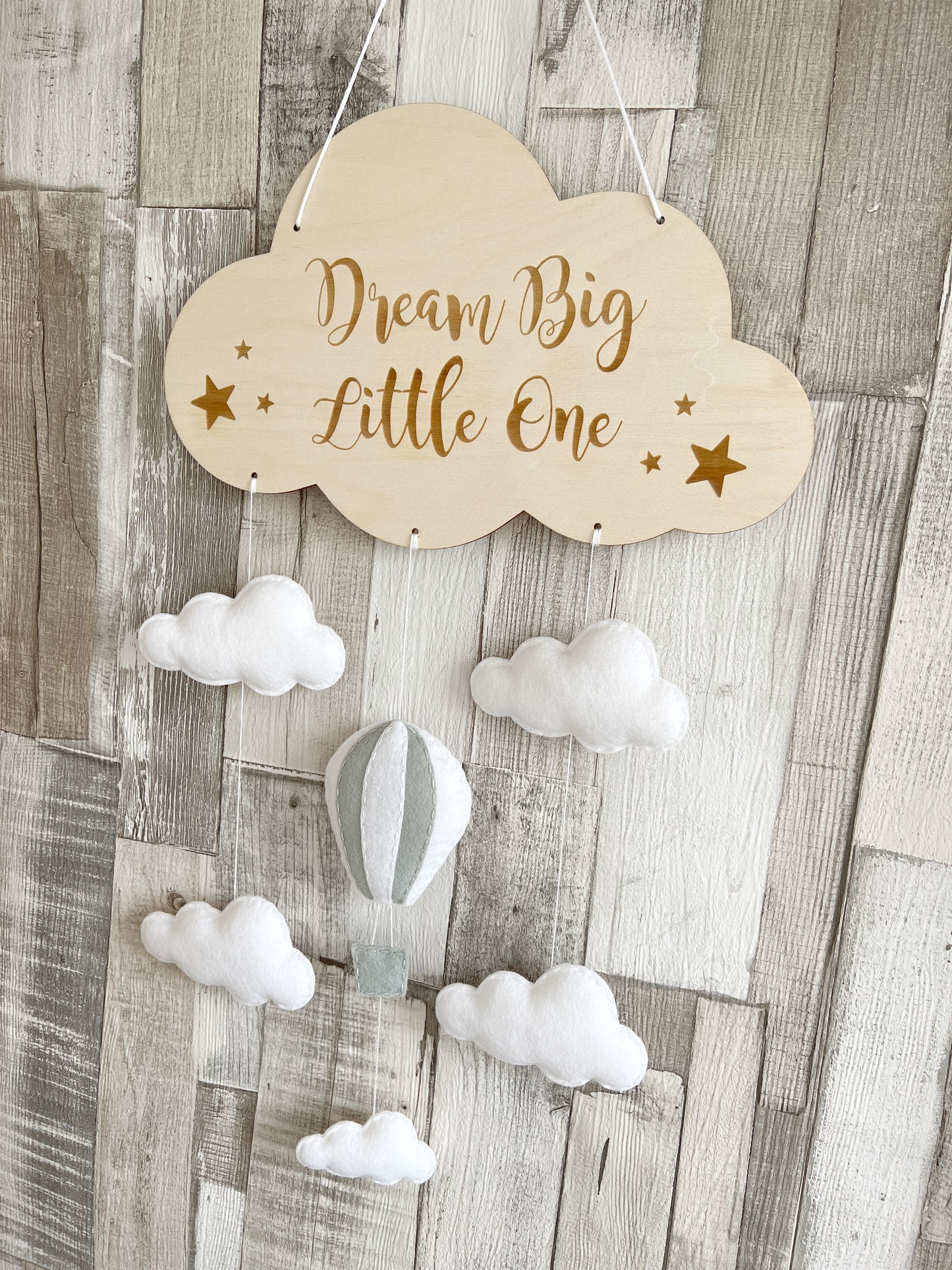 Dream Big Little One Cloud Wall Mobile - Hot Air Balloon & Clouds