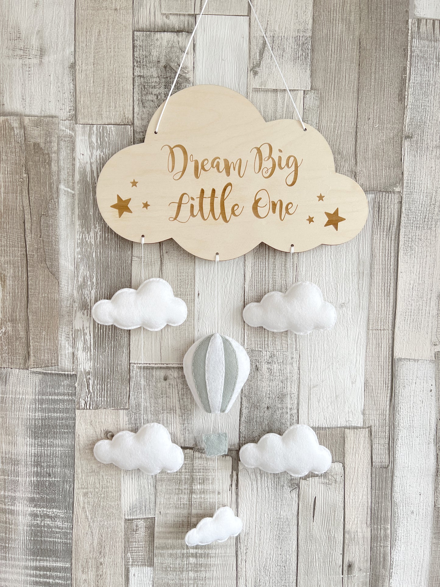 Dream Big Little One Cloud Wall Mobile - Hot Air Balloon & Clouds