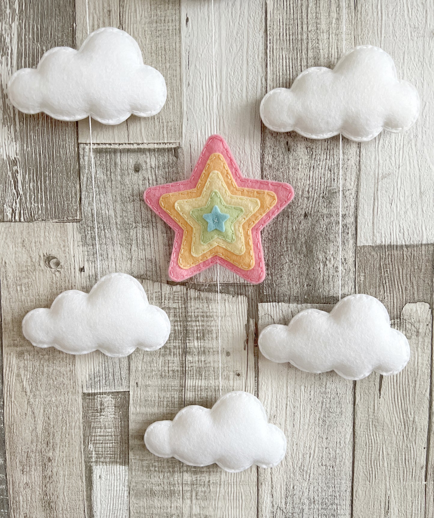 Dream Big Little One Cloud Wall Mobile - Layered Star & Clouds