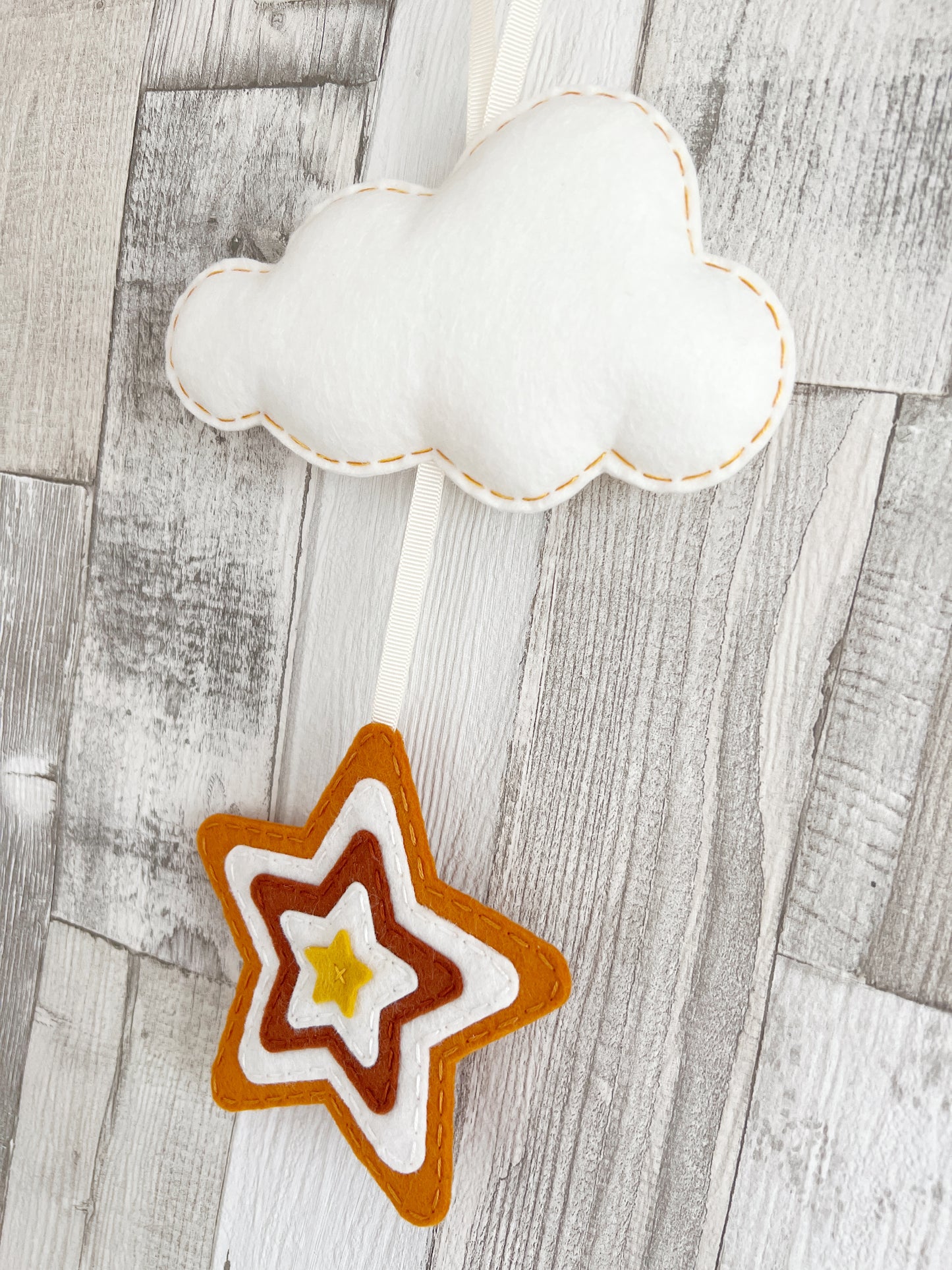 Layered Star & Cloud Wall Hanger - Rustic Tones