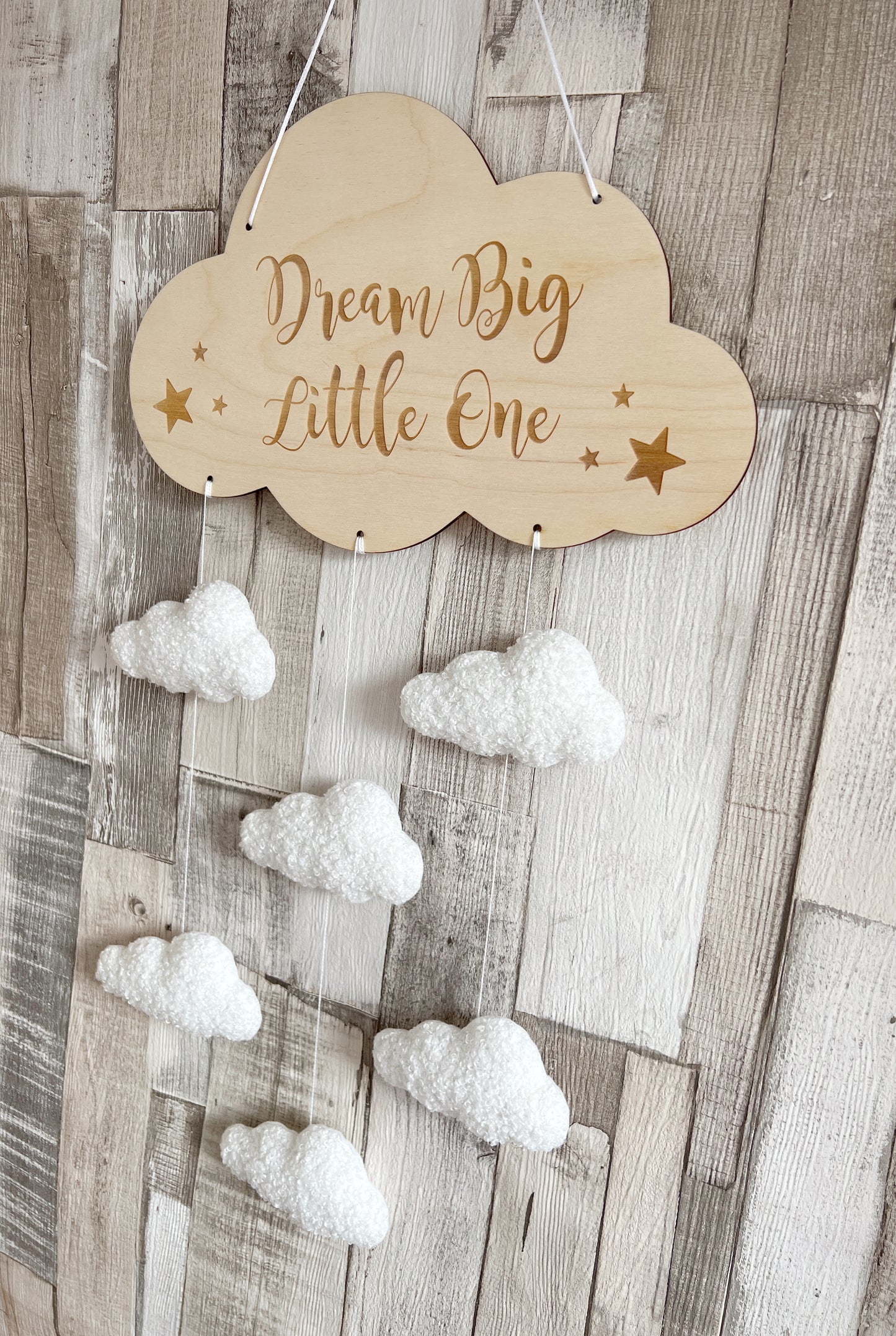 Dream Big Little One Cloud Wall Mobile - Bouclé Clouds