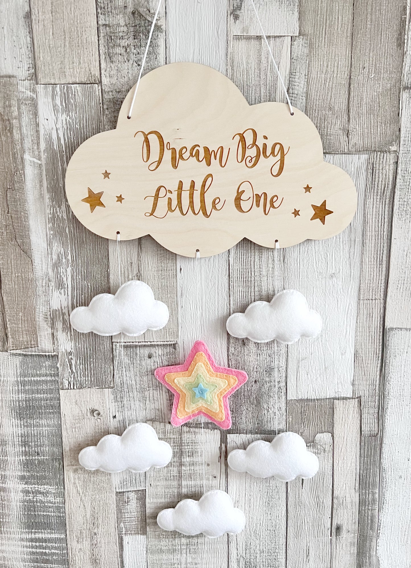 Dream Big Little One Cloud Wall Mobile - Layered Star & Clouds
