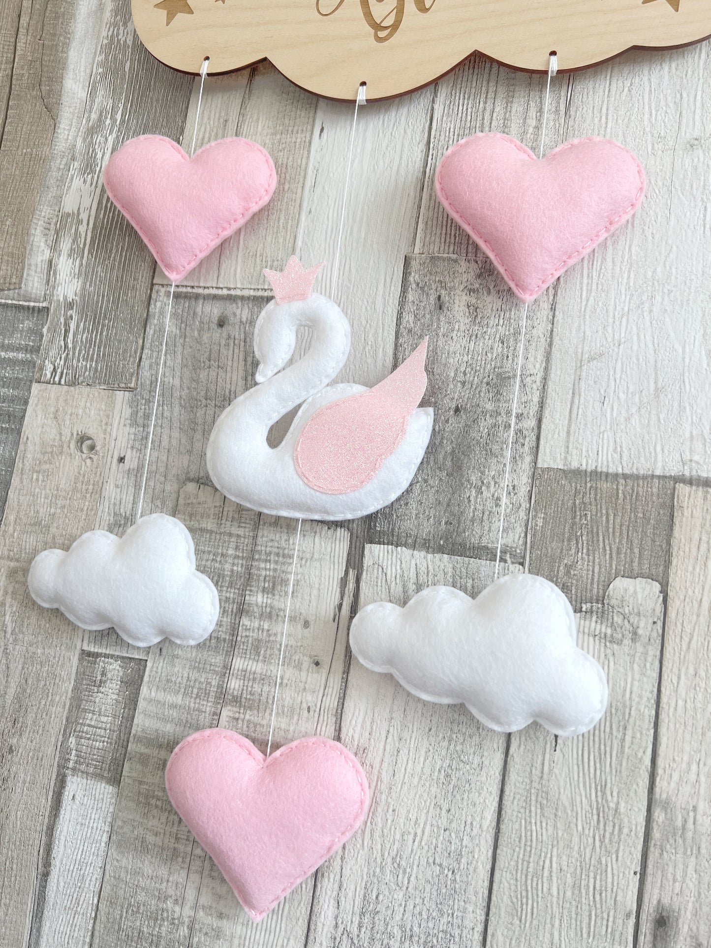 Dream Big Little One Cloud Wall Mobile - Swans & Hearts
